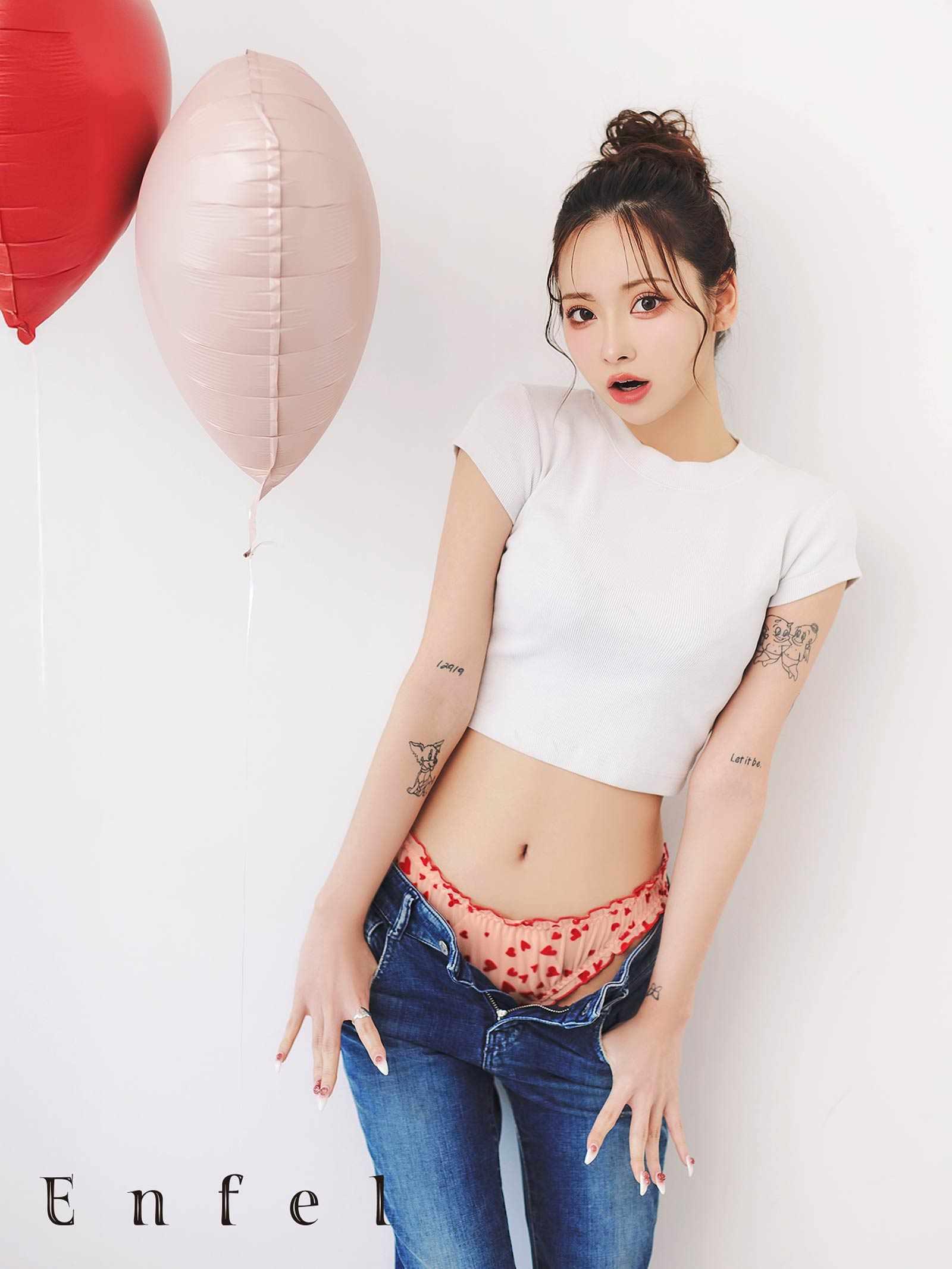 2/9新作!【ぴょな(PyunA.)プロデュース/Enfel】ロゴ刺繍&ハート柄　ショーツ2枚セット