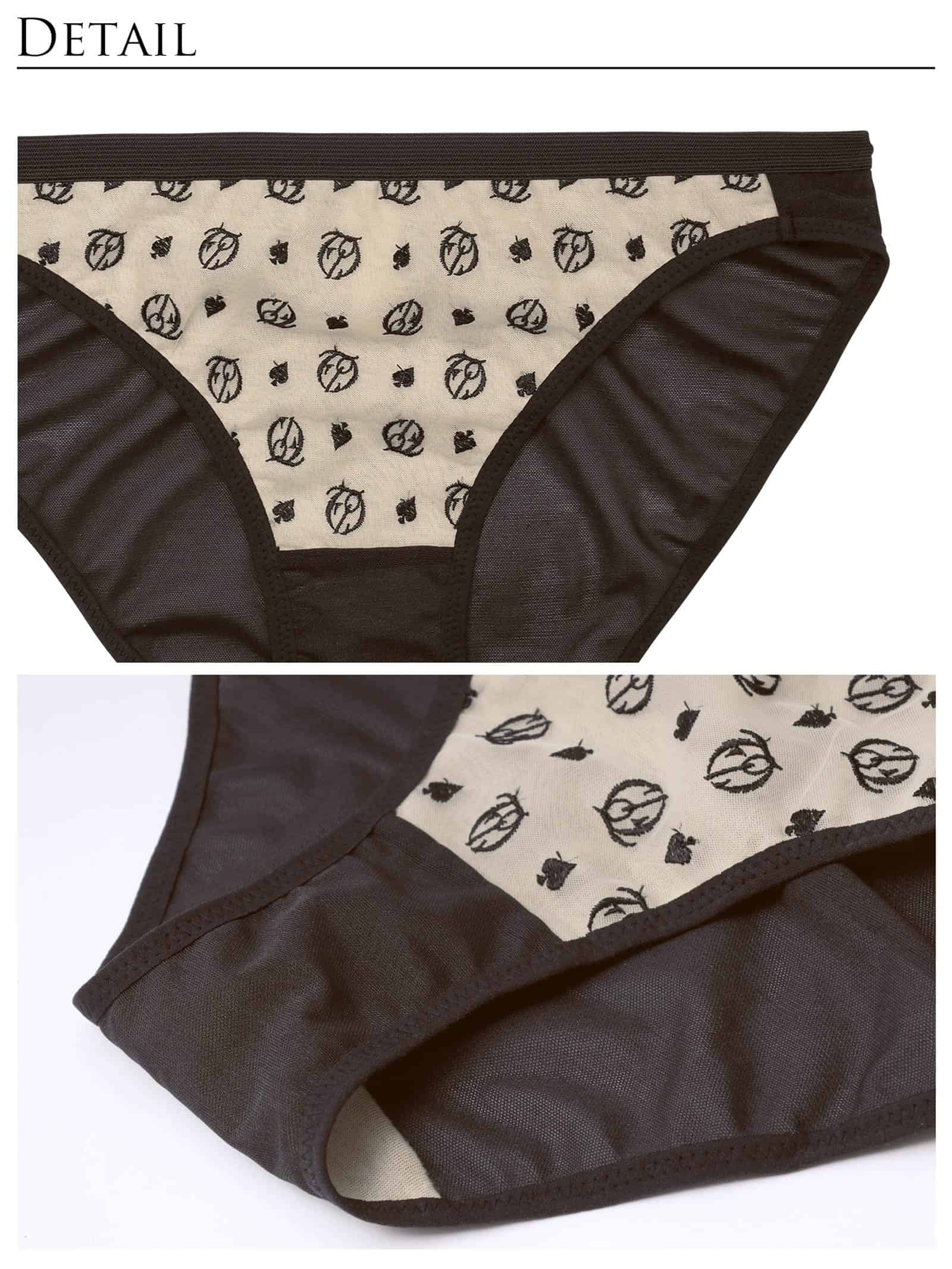 【てんちむプロデュース/QQz】モノグラムメイクブラジャー＆フルバックショーツ