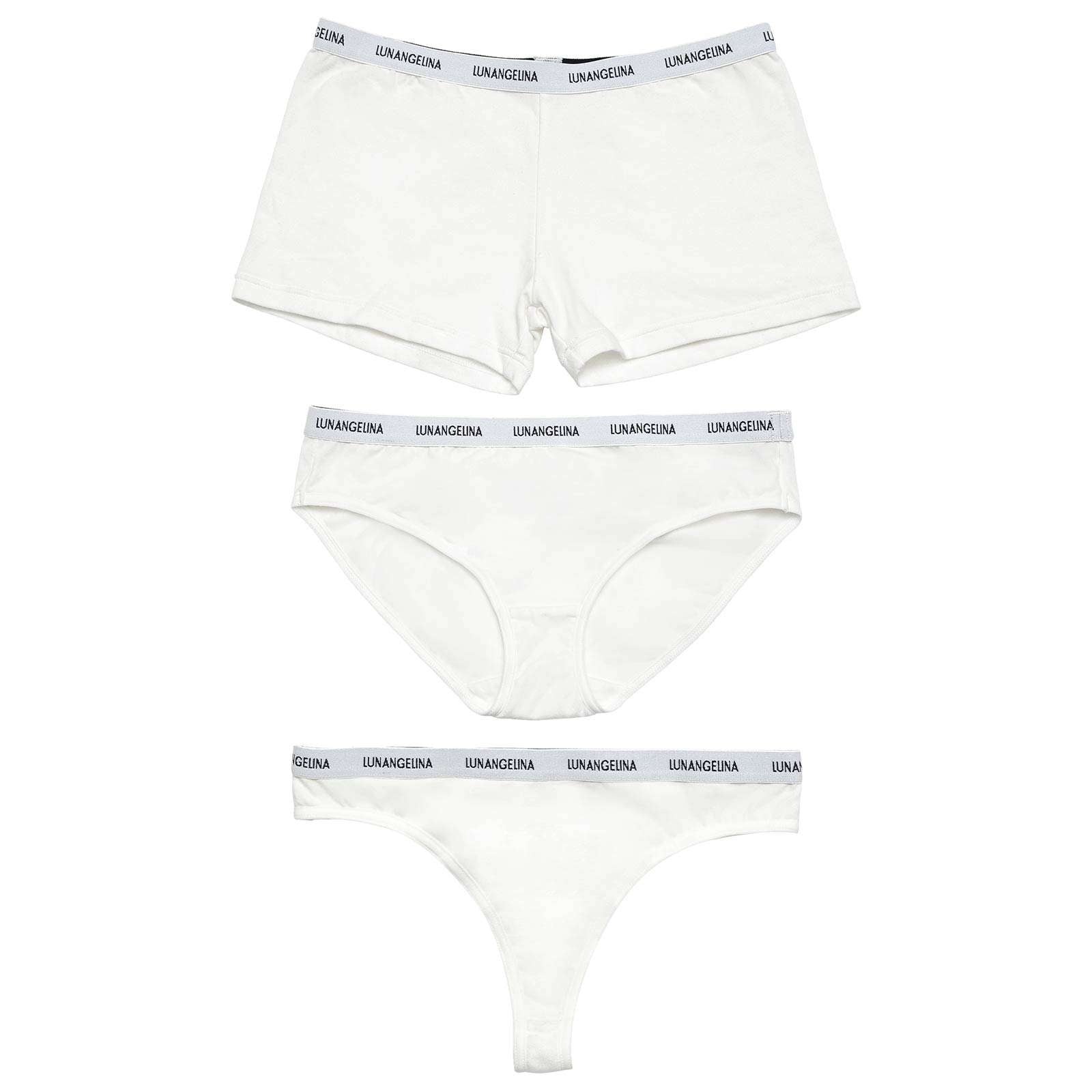 9/6新作!【吉木千沙都(ちぃぽぽ)プロデュース/lunangelina】Cotton Logo Tape Shorts / WHITE