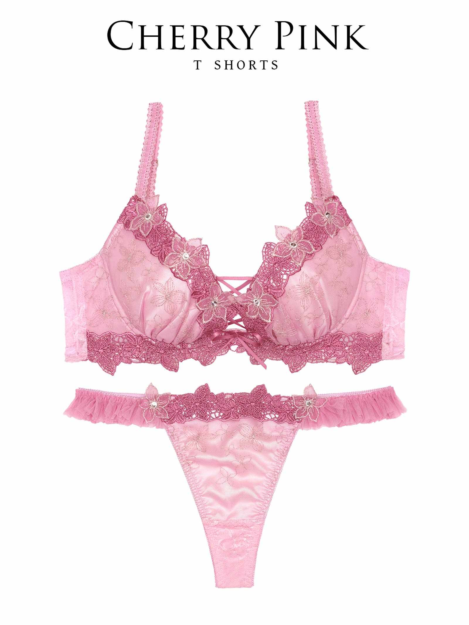 8/11新作!【伊藤桃々プロデュース/Rosem】ピーチブロッサムブラセット/チェリーピンク