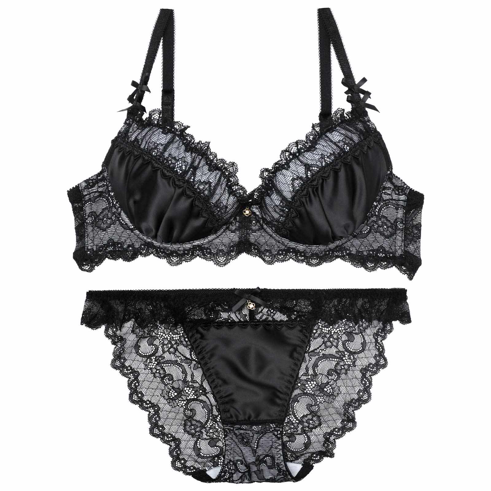 【伊藤桃々プロデュース/Rosem】クラシックサテンブラセット/ピュアブラック