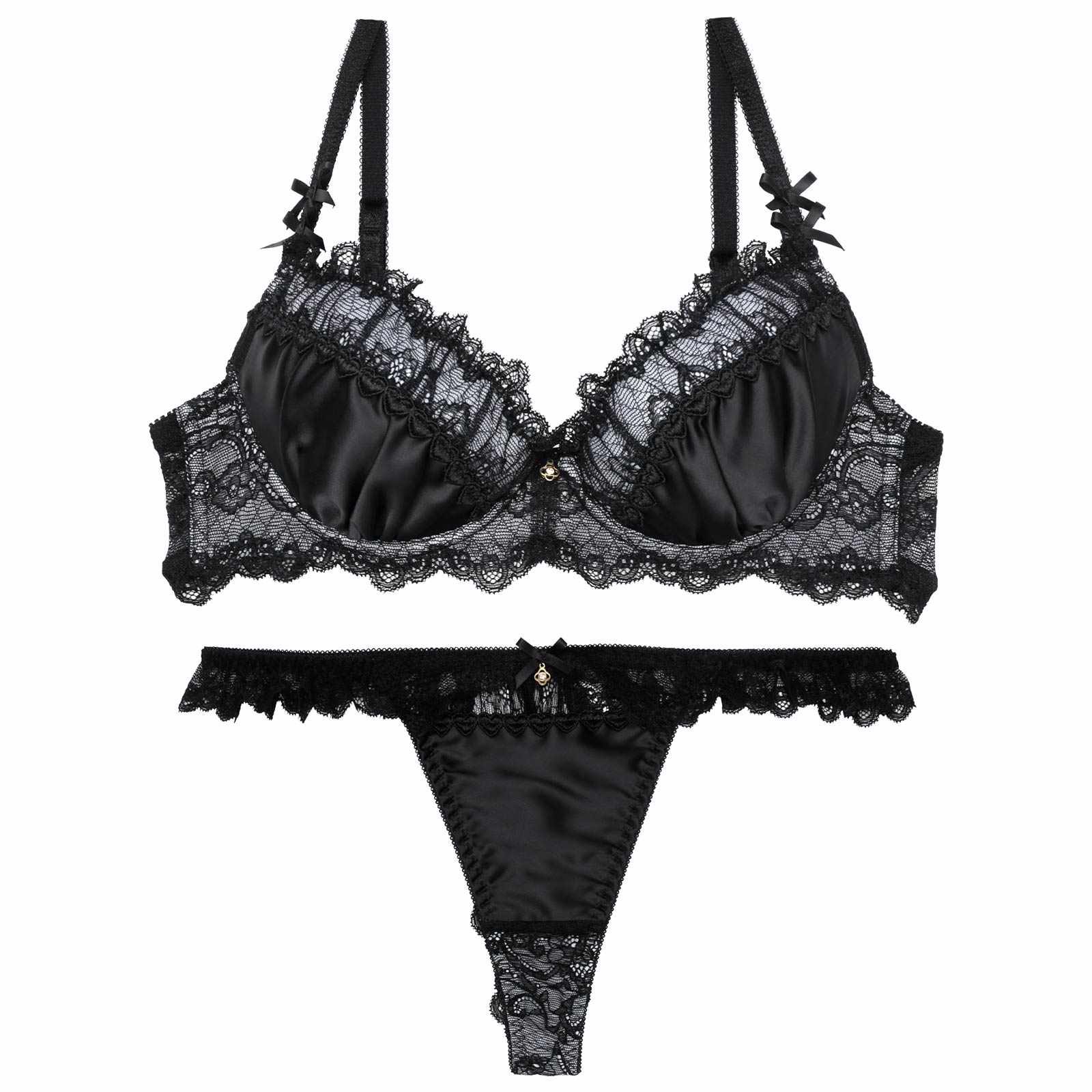 【伊藤桃々プロデュース/Rosem】クラシックサテンブラセット/ピュアブラック