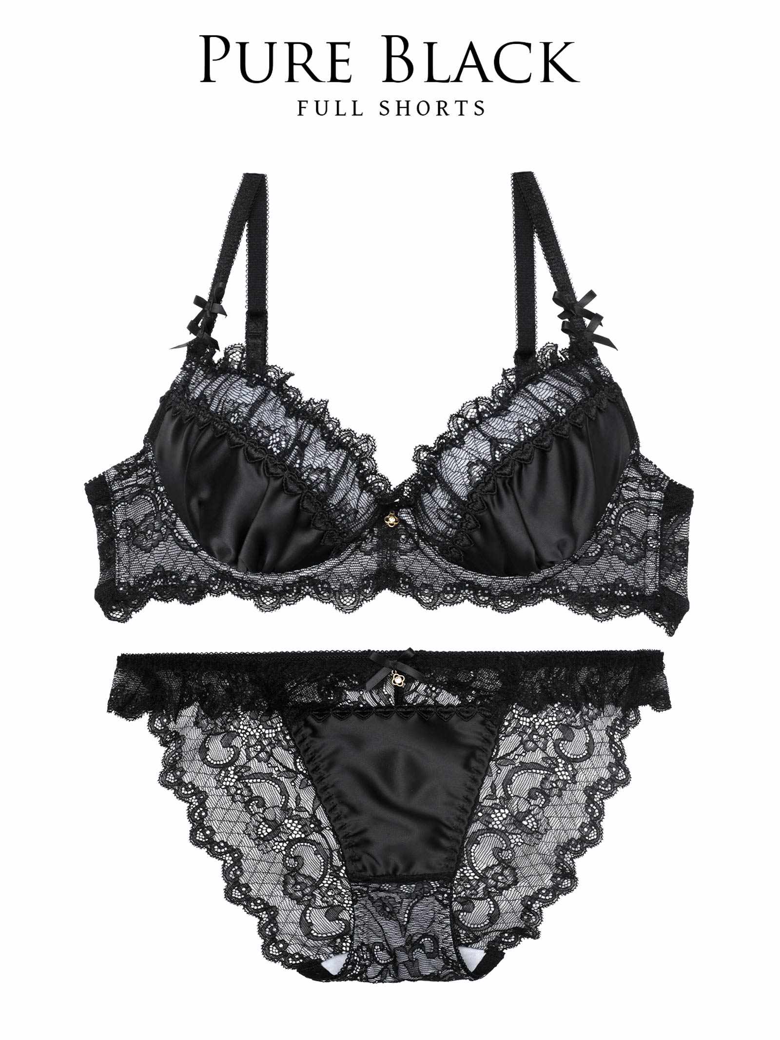 8/11新作!【伊藤桃々プロデュース/Rosem】クラシックサテンブラセット/ピュアブラック