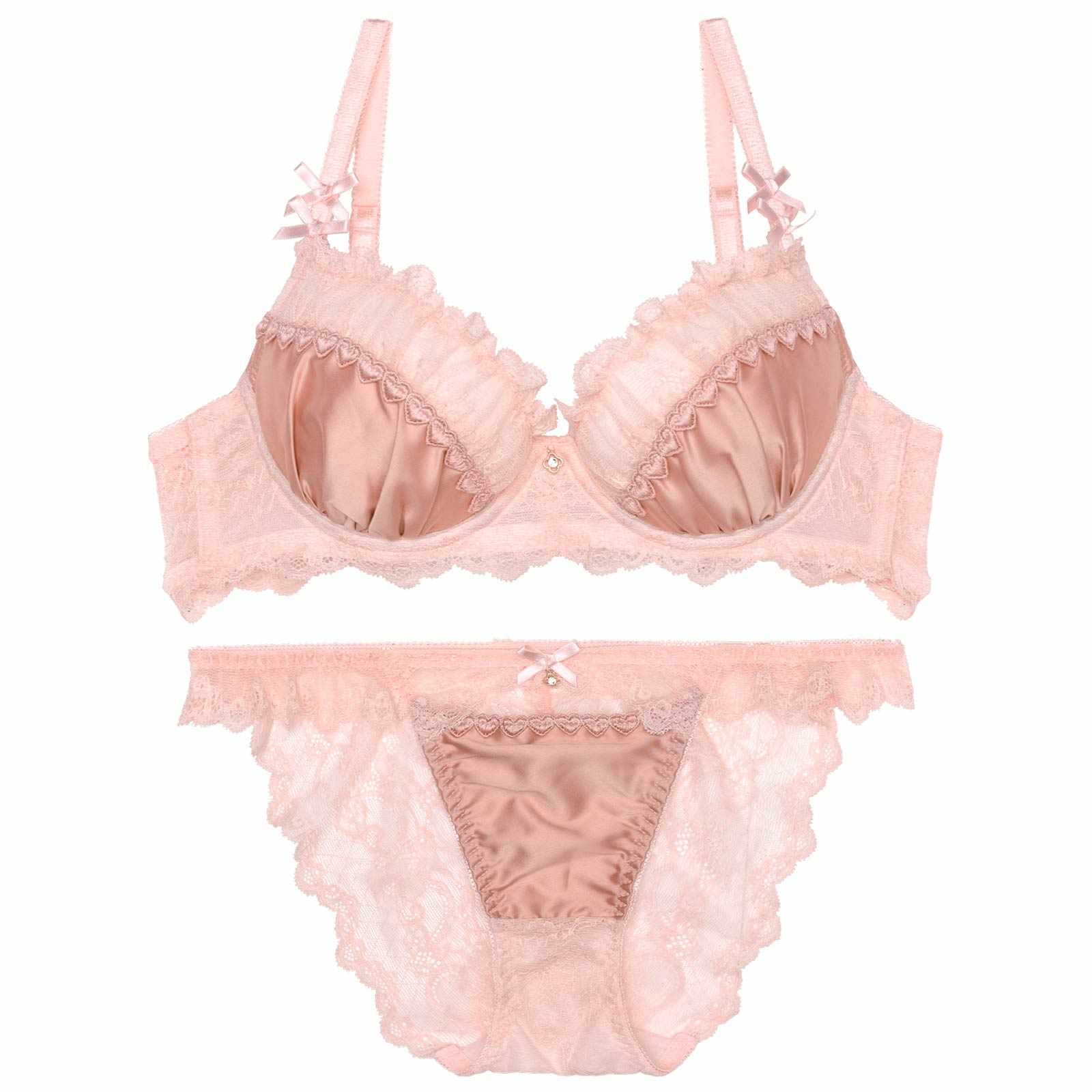 【伊藤桃々プロデュース/Rosem】クラシックサテンブラセット/ピーチピンク