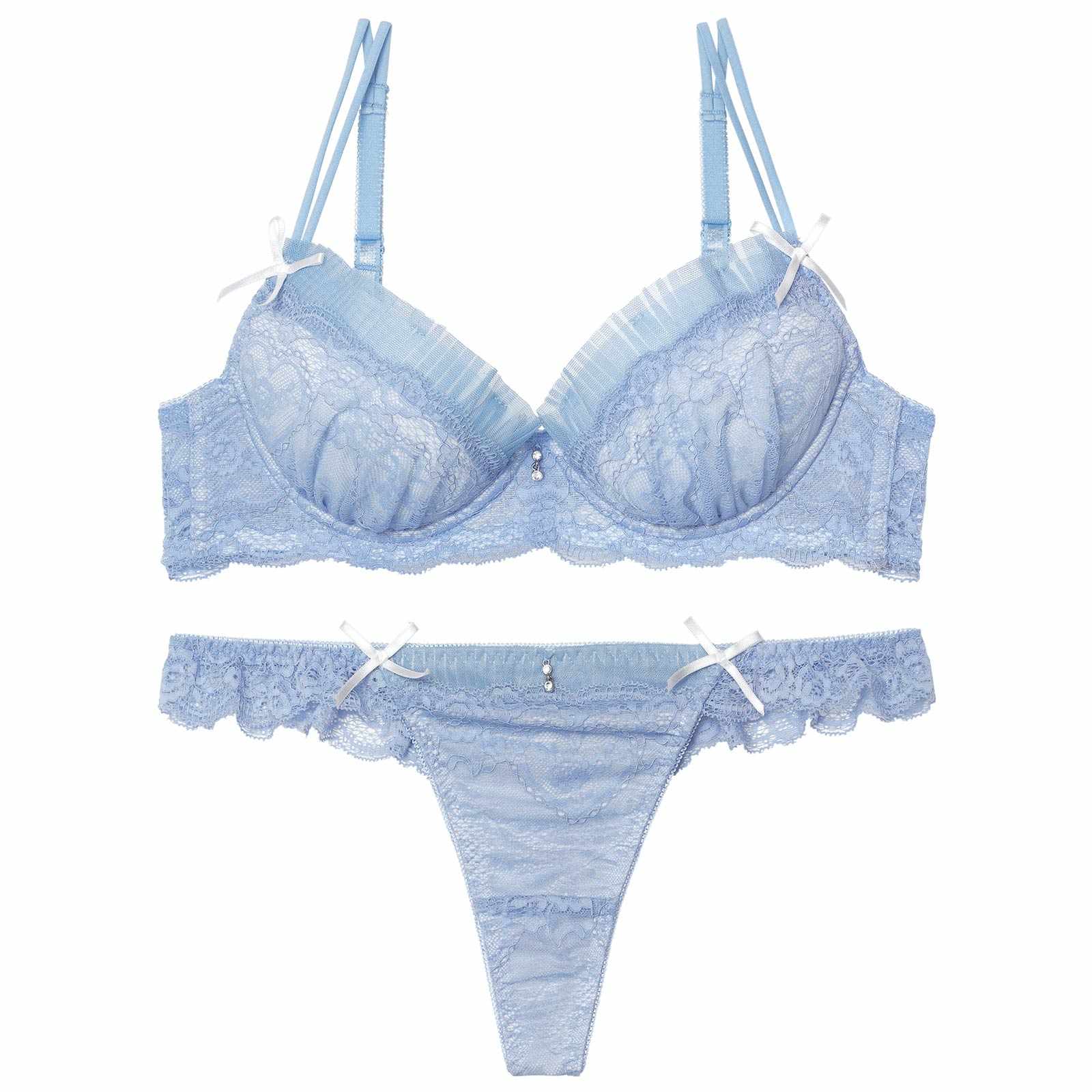 10/29新作!【伊藤桃々プロデュース/Rosem】シアープリーツブラセット/シアーブルー