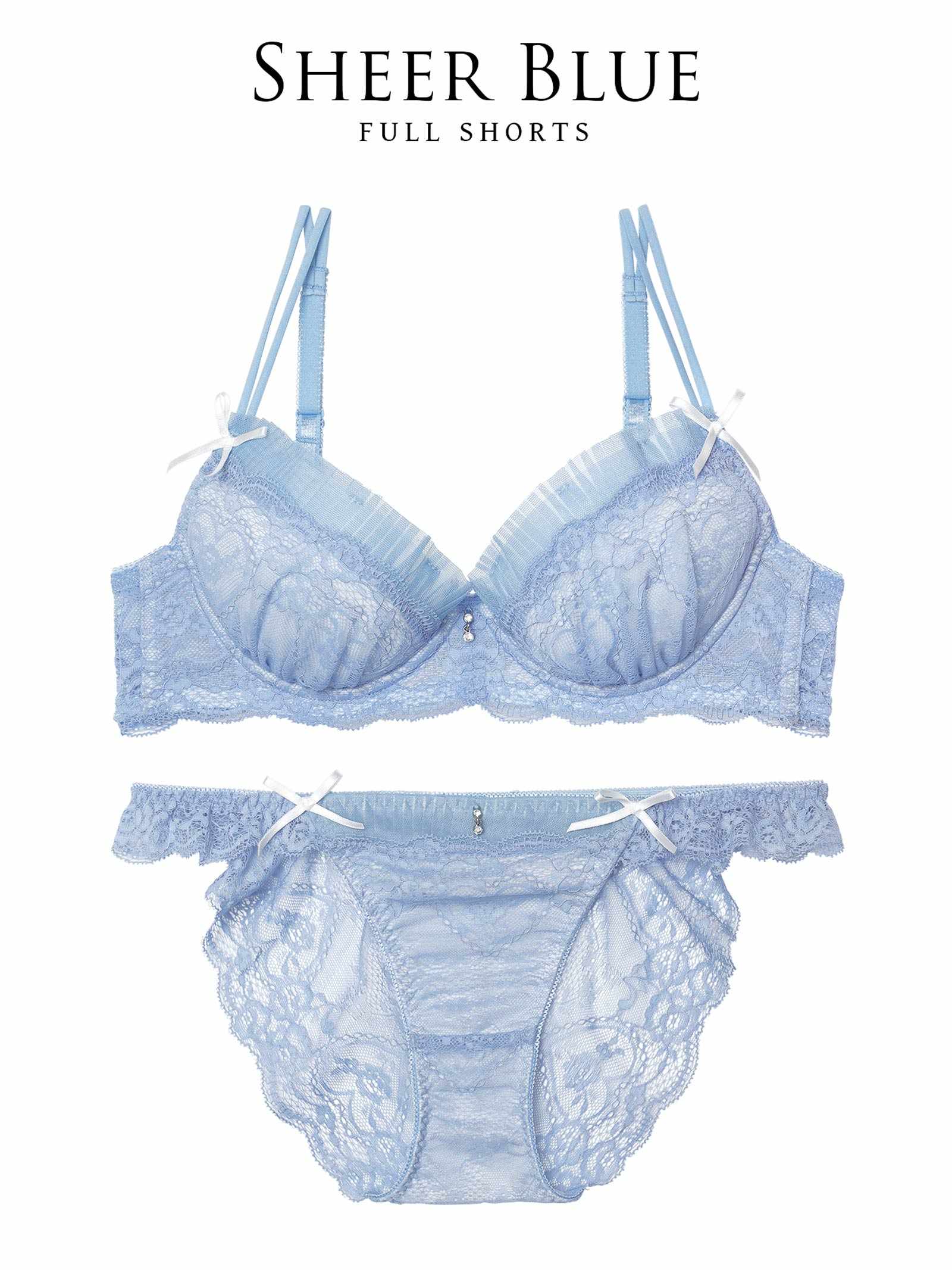 【予約:10月末頃より順次発送】10/22新作!【伊藤桃々プロデュース/Rosem】シアープリーツブラセット/シアーブルー