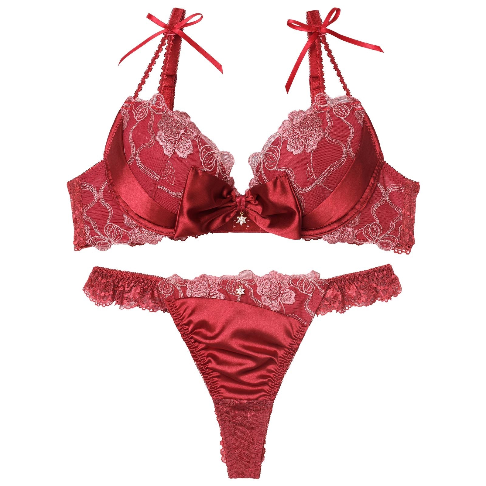 12/3新作!【伊藤桃々プロデュース/Rosem】プレゼントリボンブラセット/シャインレッド