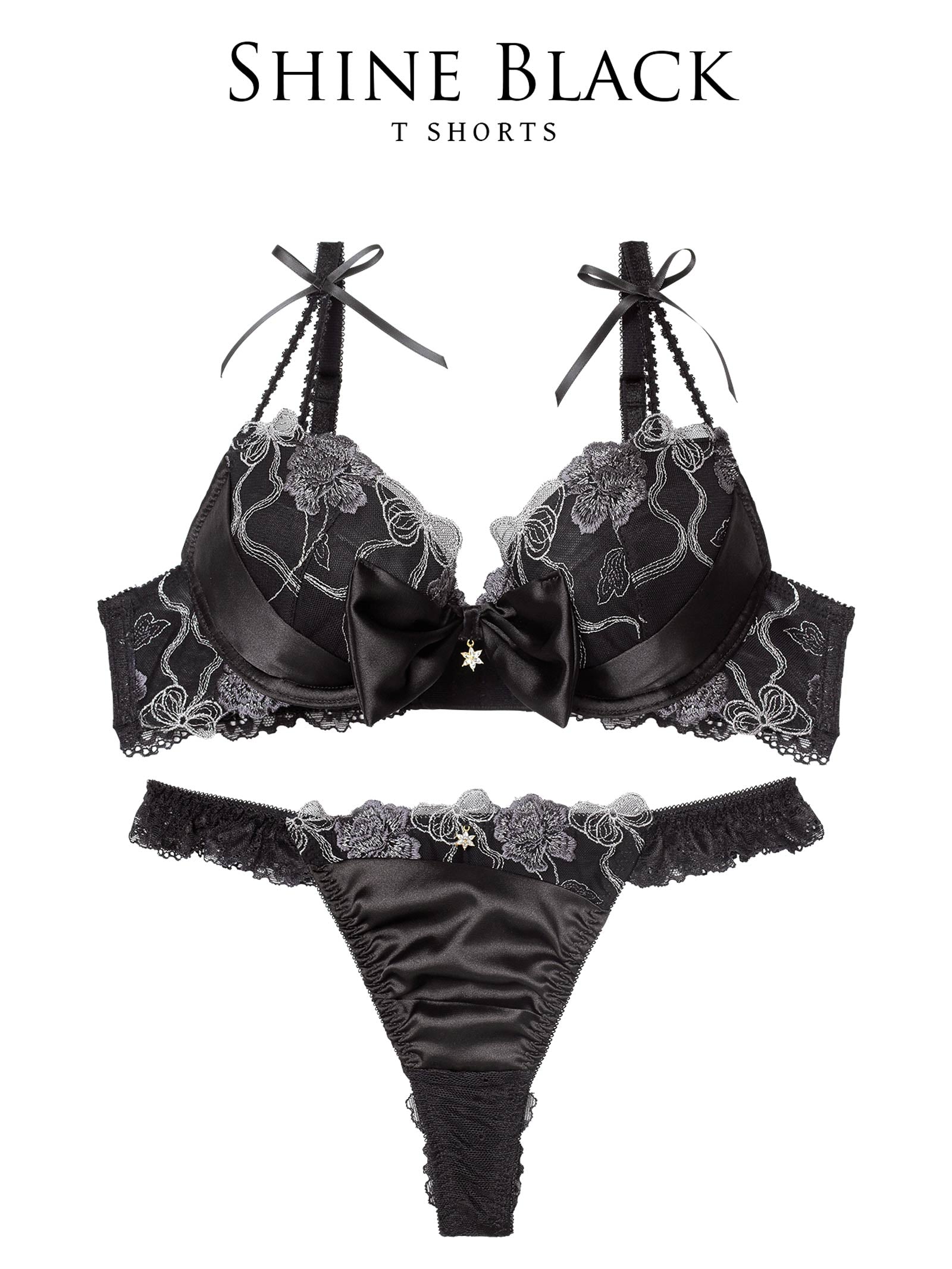 12/3新作!【伊藤桃々プロデュース/Rosem】プレゼントリボンブラセット/シャインブラック