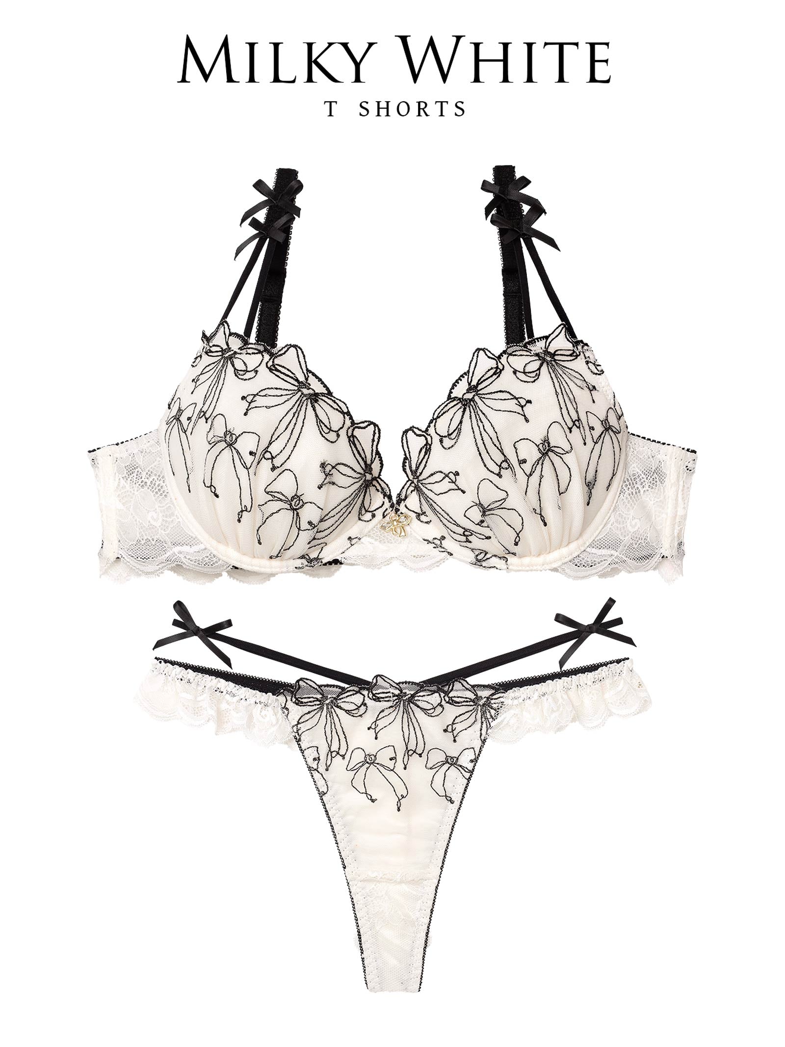 12/3新作!【伊藤桃々プロデュース/Rosem】リボンメリーブラセット/ミルキーホワイト