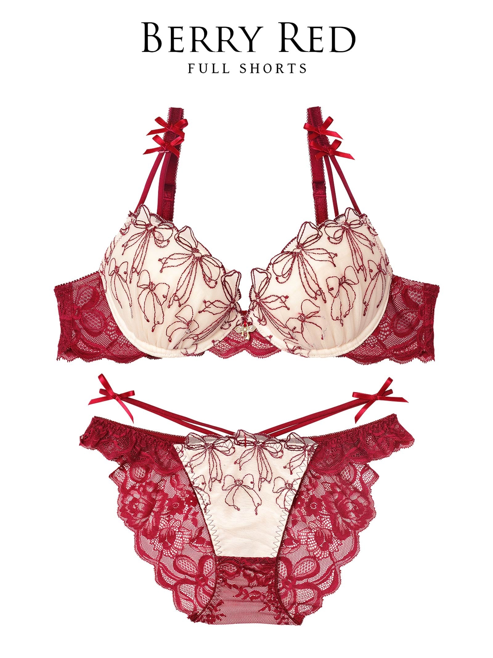 12/3新作!【伊藤桃々プロデュース/Rosem】リボンメリーブラセット/ベリーレッド