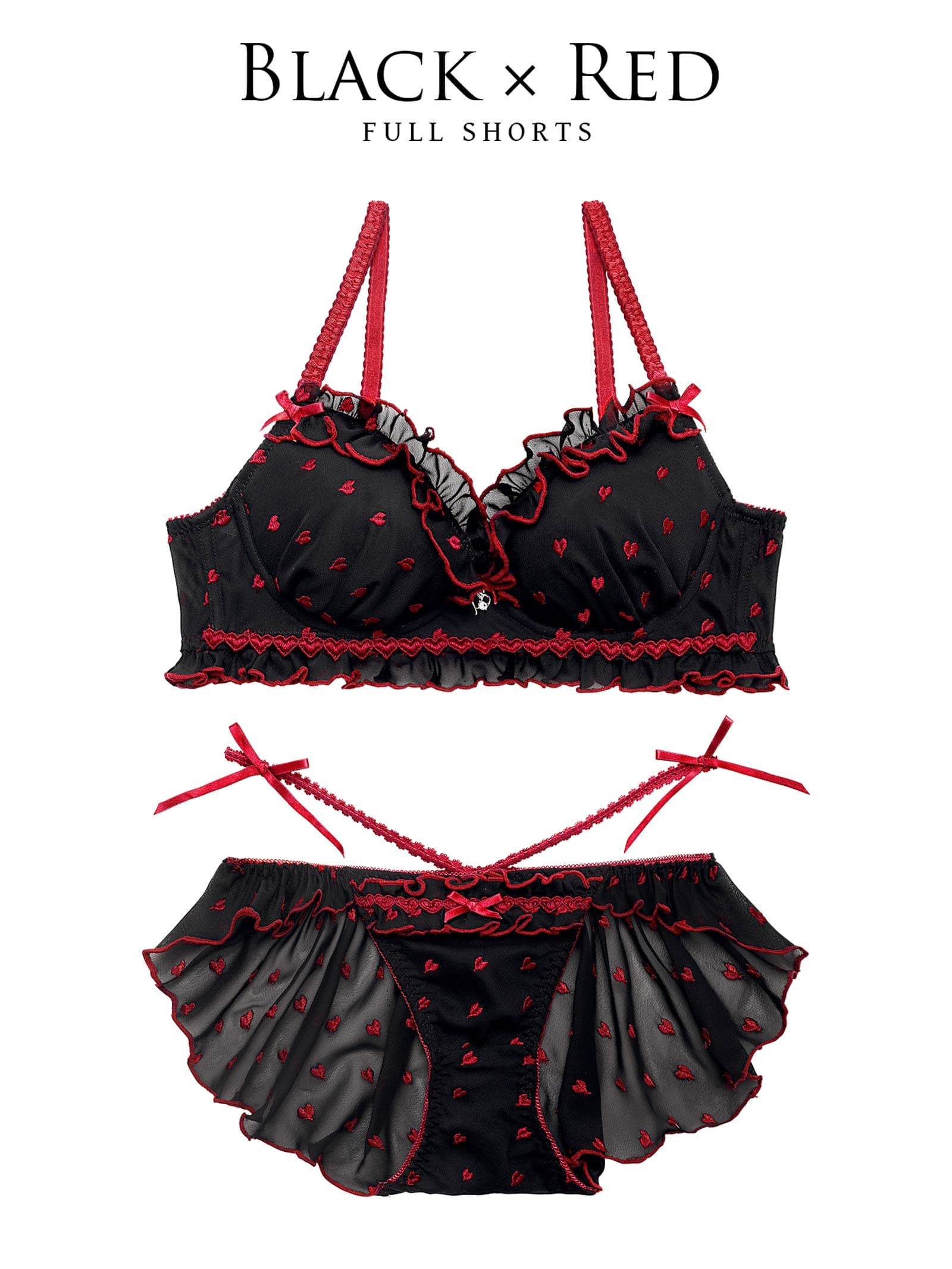 4/16新作!【伊藤桃々プロデュース/Rosem】ハートフルキャンディーブラセット/ブラック×レッド