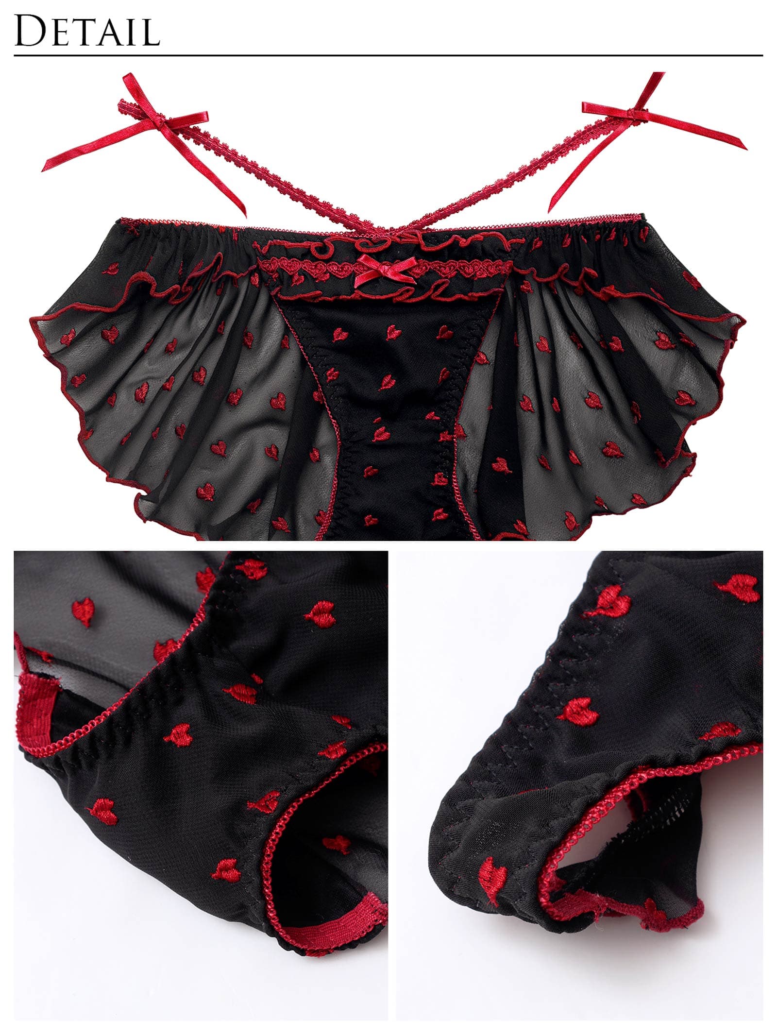 4/16新作!【伊藤桃々プロデュース/Rosem】ハートフルキャンディーブラセット/ブラック×レッド