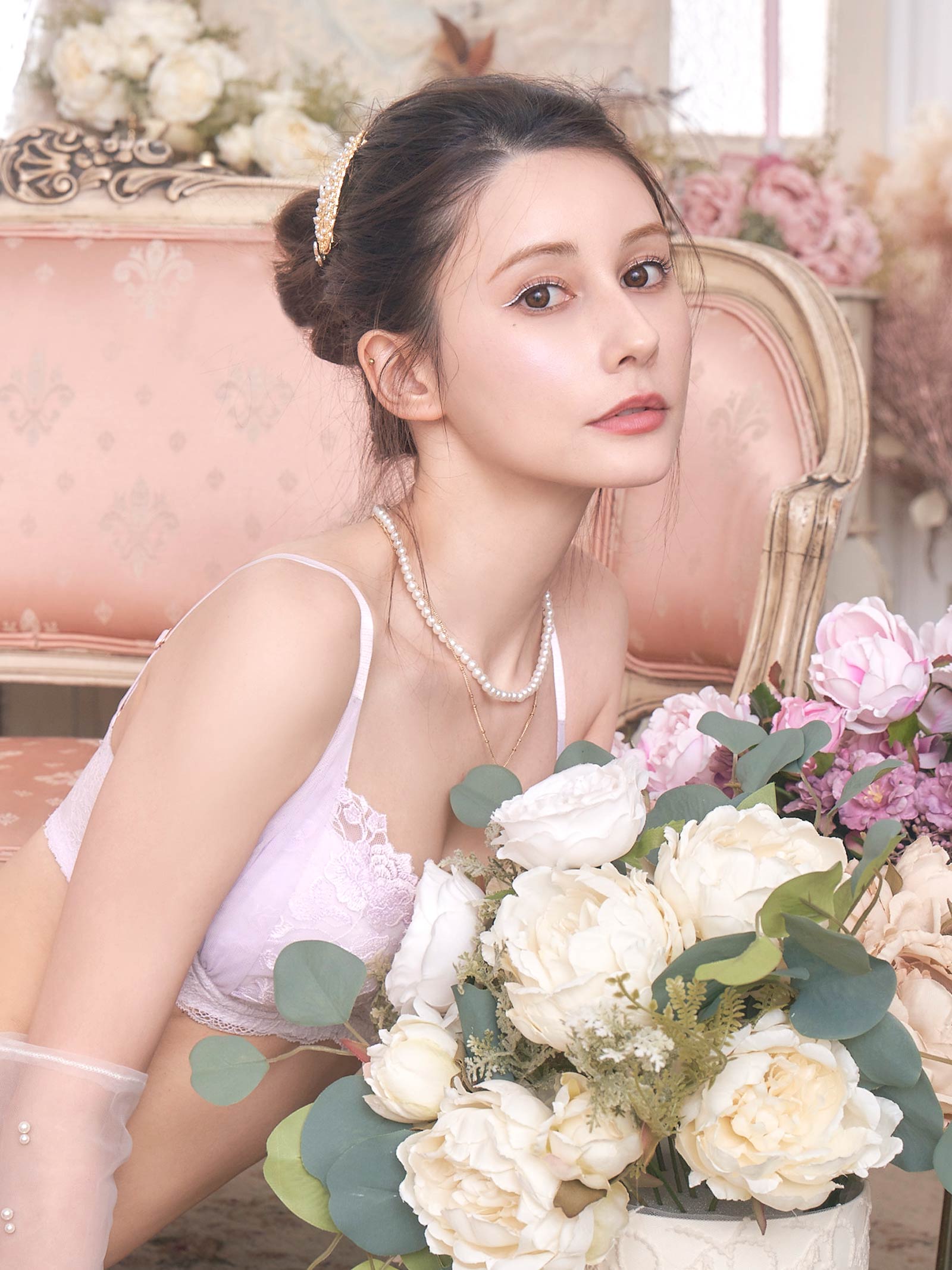 【ダレノガレ明美プロデュース/GARRONE】Rose Antique Bra ローズアンティークブラ / LAVENDER