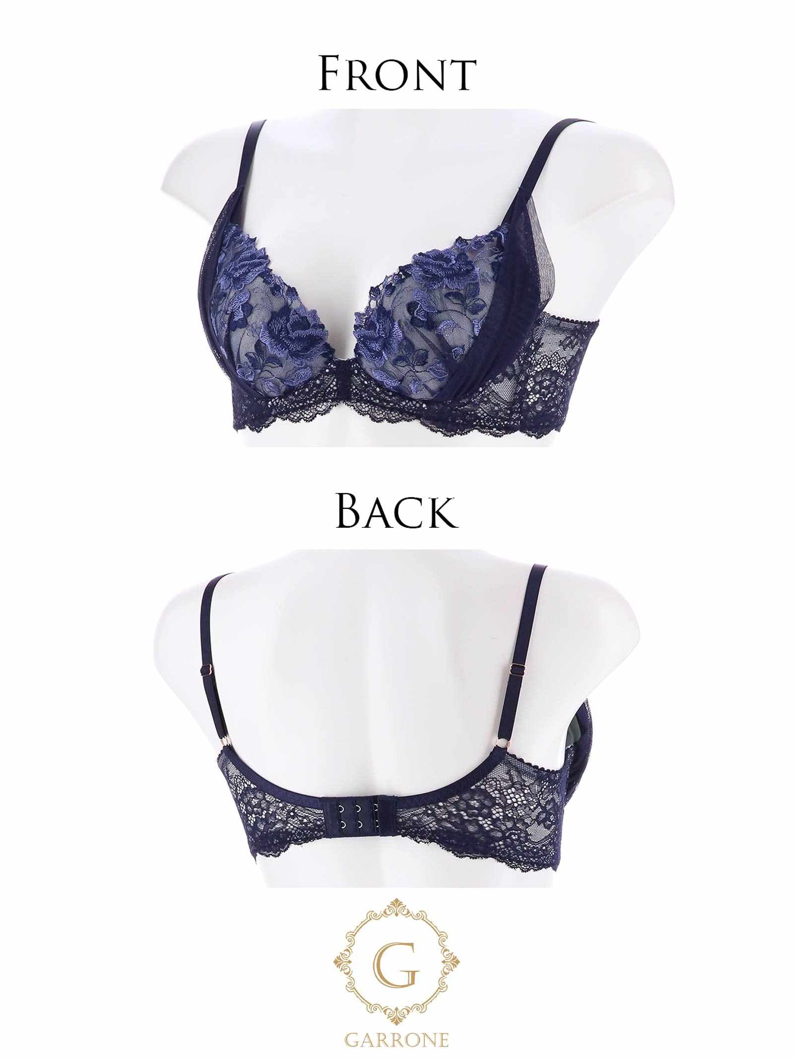 【ダレノガレ明美プロデュース/GARRONE】Rose Antique Bra ローズアンティークブラ / NAVY