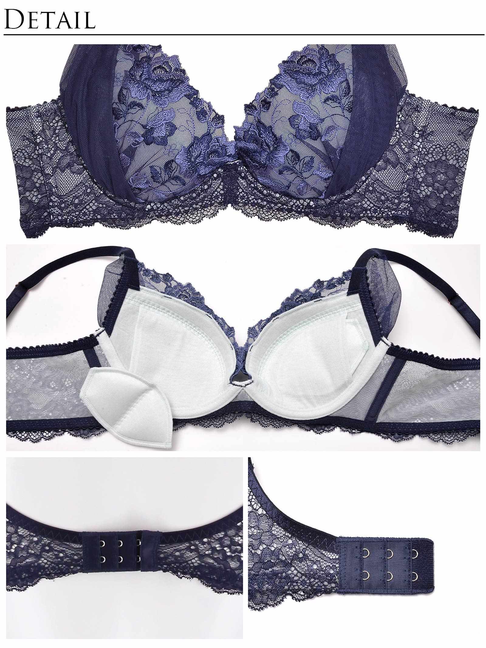 【ダレノガレ明美プロデュース/GARRONE】Rose Antique Bra ローズアンティークブラ / NAVY