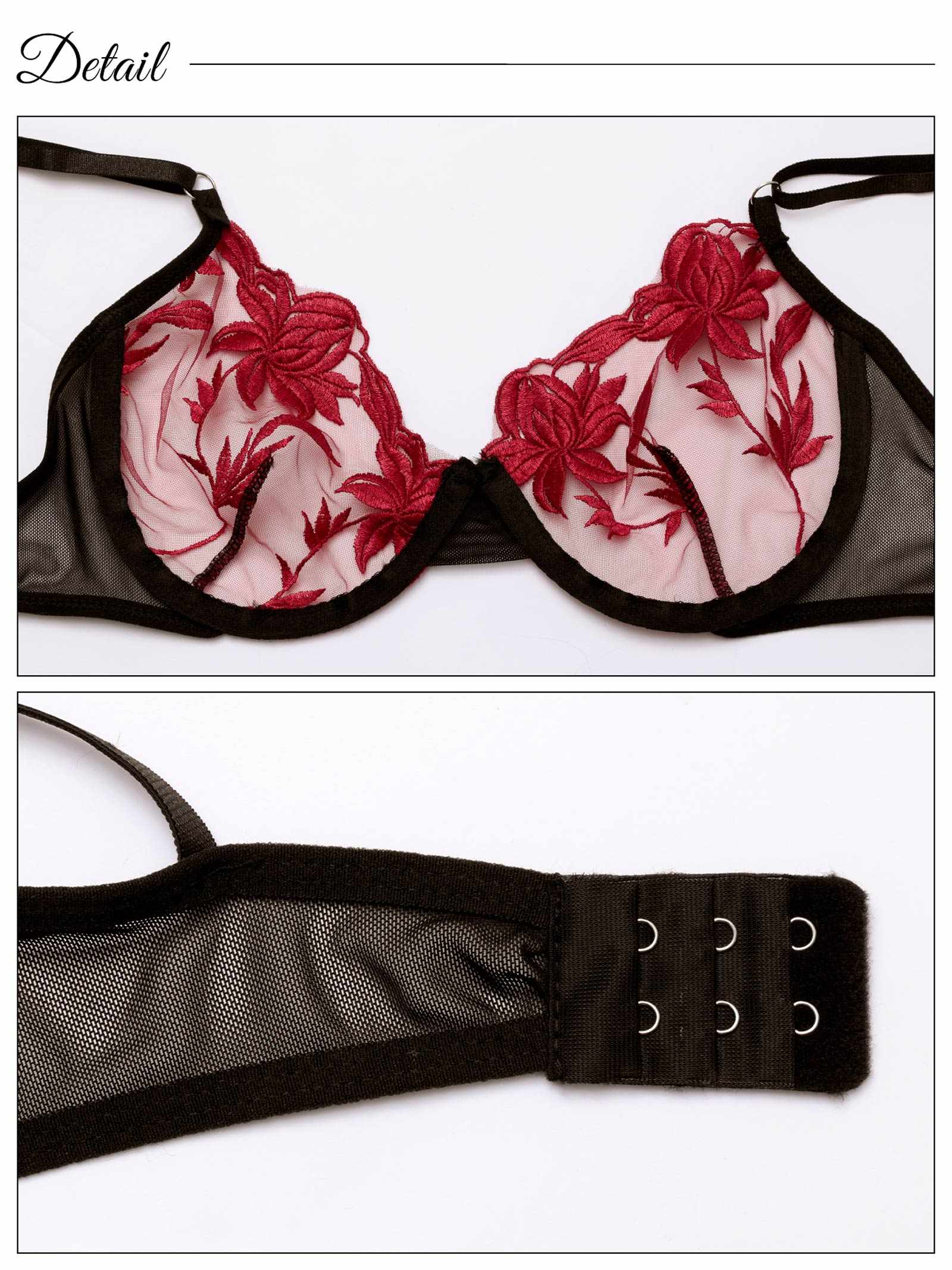 5/26新作![CARRIEFRANCA]シアーメッシュエンブロイダリーブラセット