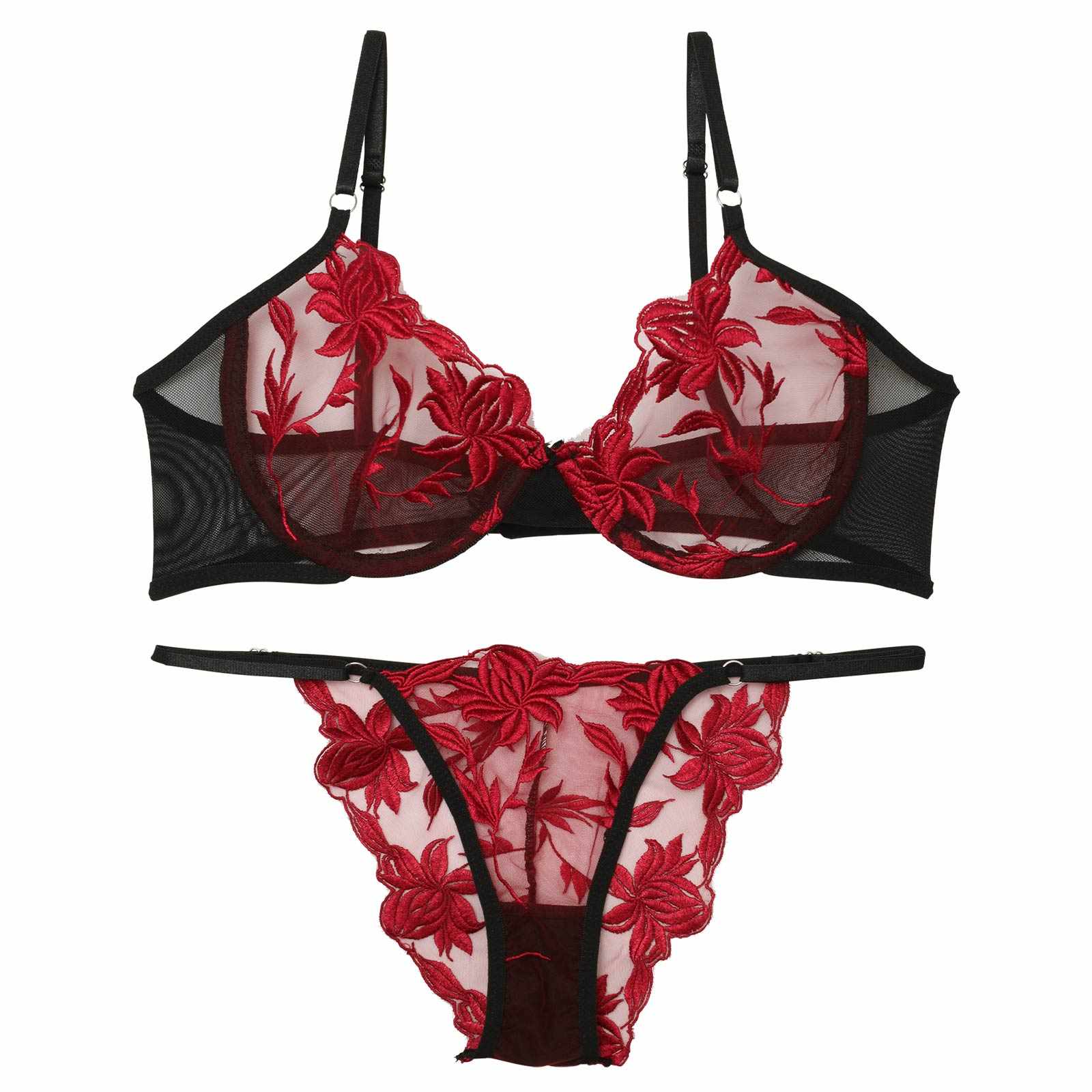 [CARRIEFRANCA]シアーメッシュエンブロイダリーブラセット