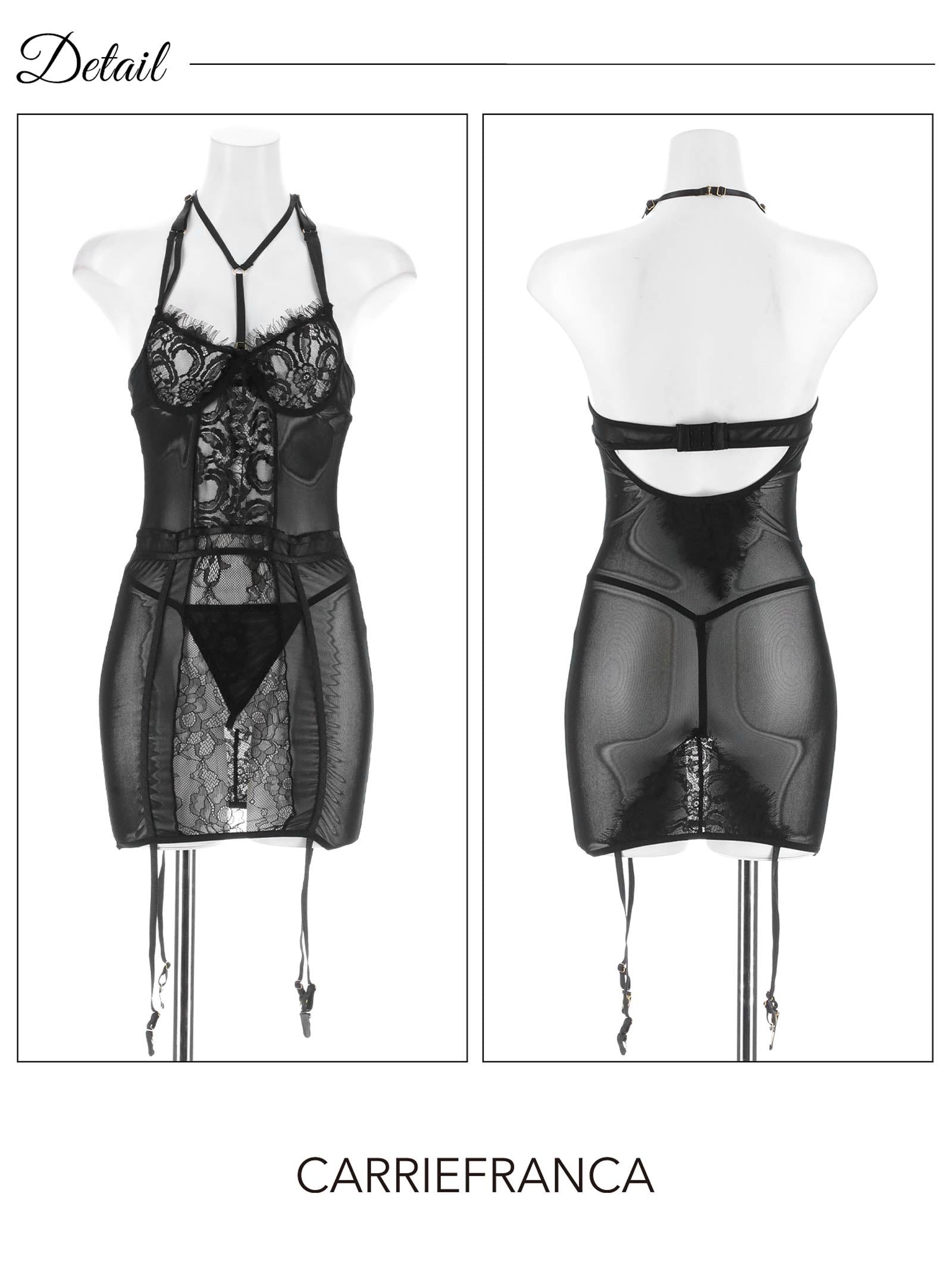 9/1新作![CARRIEFRANCA]ホルターストリングガーターベビードール