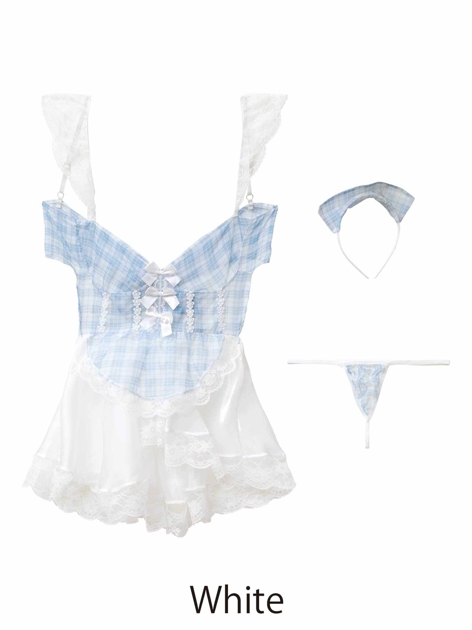 9/10新作![CARRIEFRANCA]スウィートチェックメイドベビードール