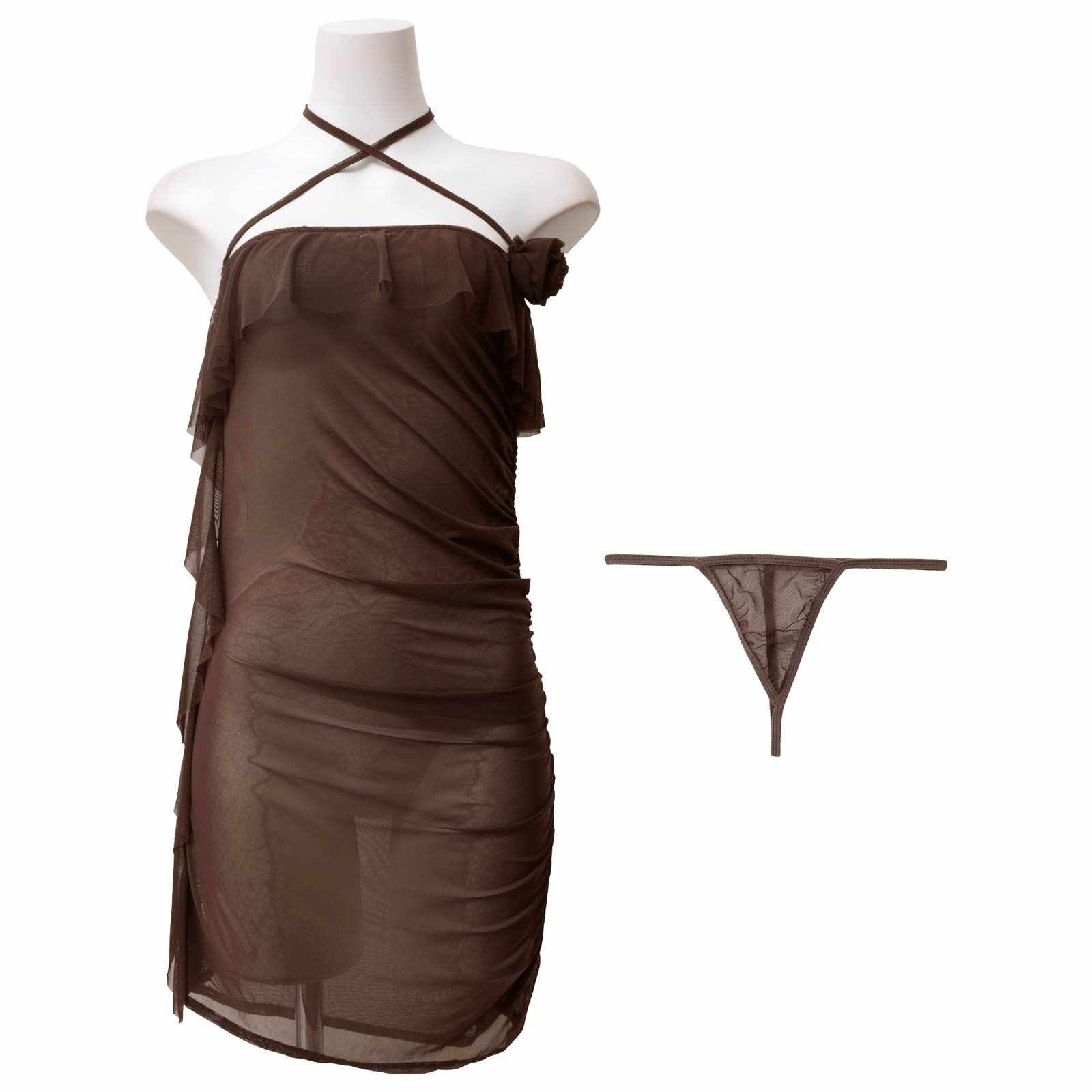 [CARRIEFRANCA]クロスホルターフリルベビードール