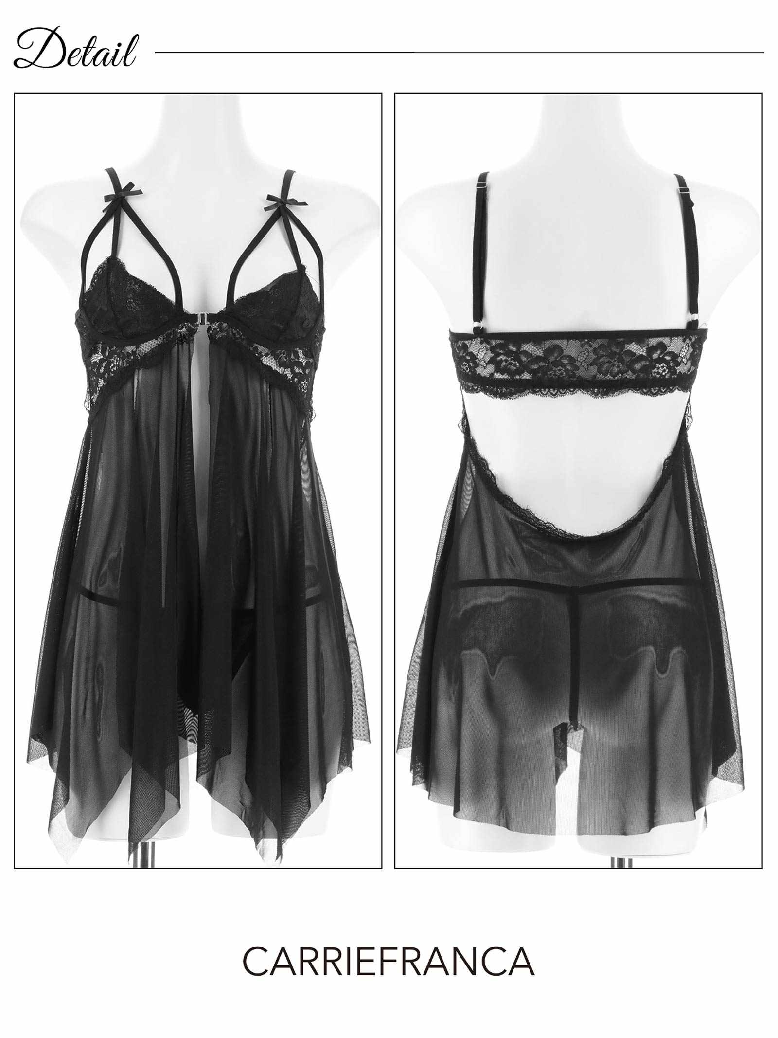 10/15新作![CARRIEFRANCA]ノーブルリボンコードベビードール