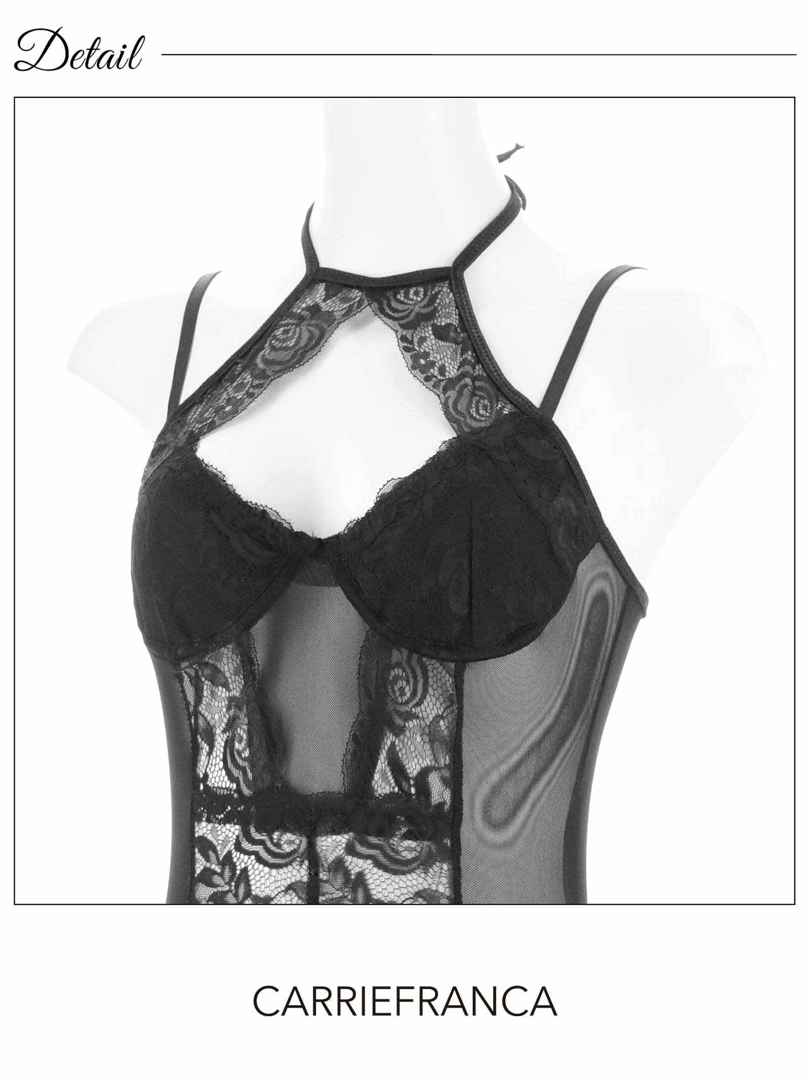 10/29新作![CARRIEFRANCA]シースルーホルターレーシィベビードール