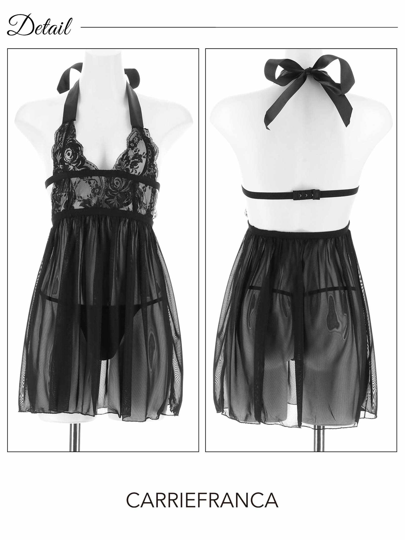 10/24新作![CARRIEFRANCA]ブルーミングリボンホルターベビードール