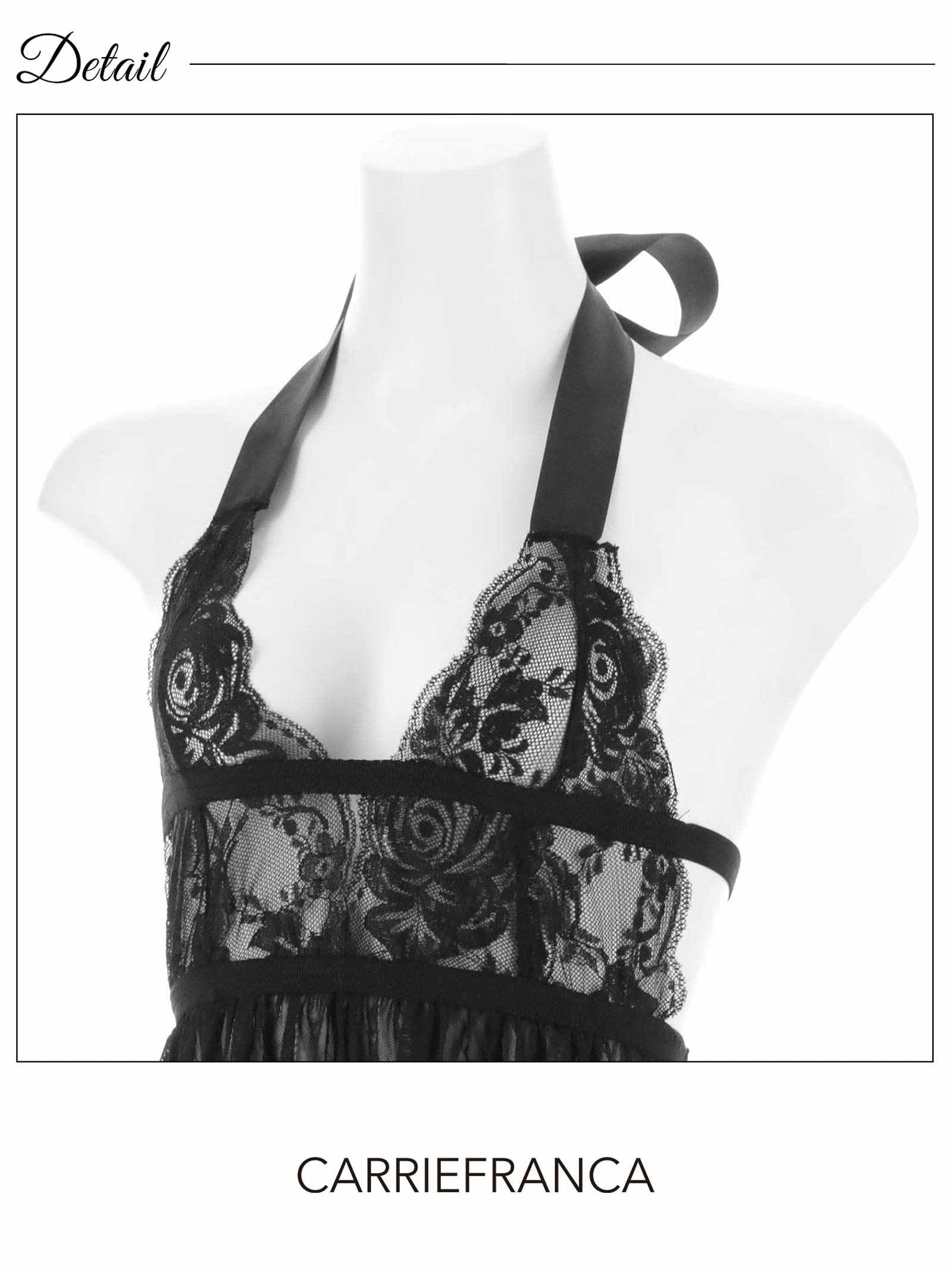 10/24新作![CARRIEFRANCA]ブルーミングリボンホルターベビードール