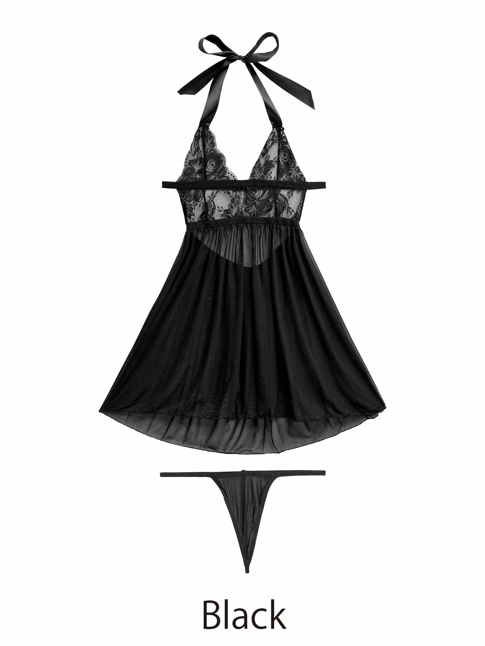 10/24新作![CARRIEFRANCA]ブルーミングリボンホルターベビードール