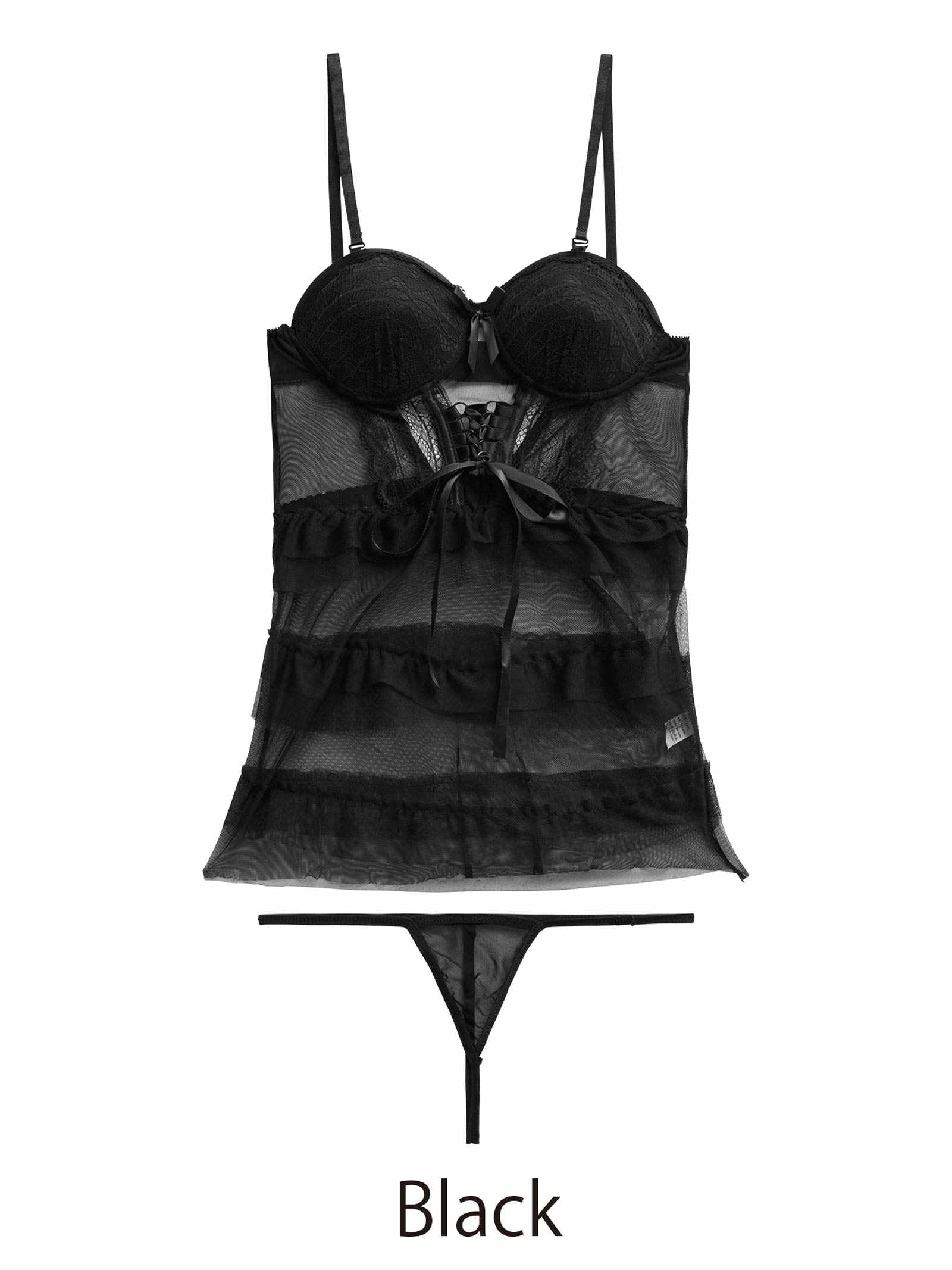 11/3新作![CARRIEFRANCA]ノクターンレースアップベビードール