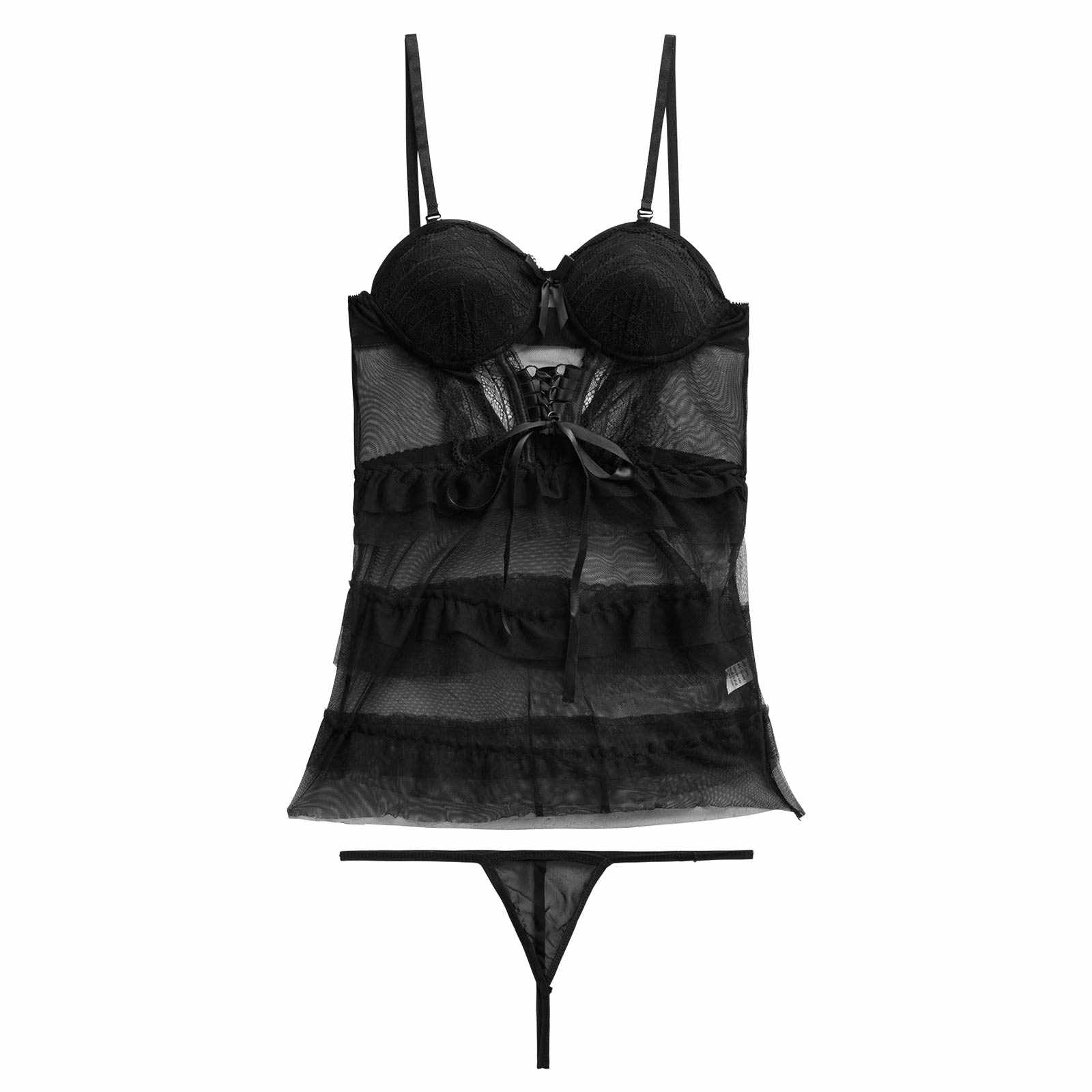 11/3新作![CARRIEFRANCA]ノクターンレースアップベビードール