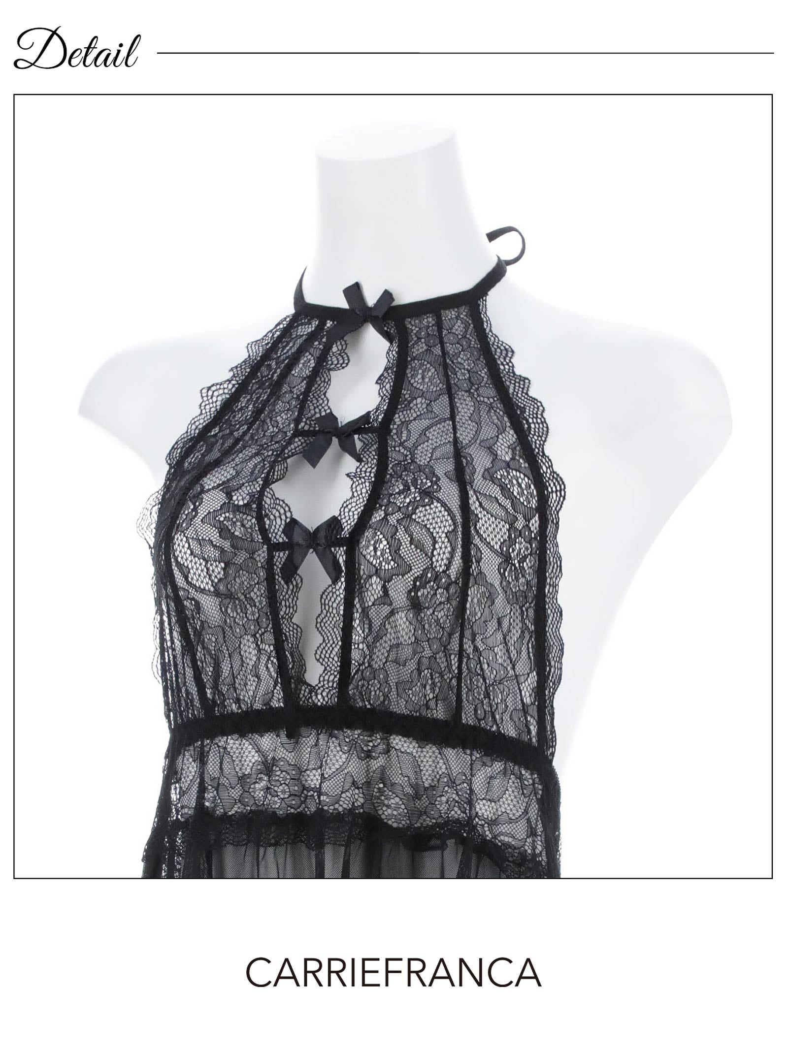 11/17新作![CARRIEFRANCA]ホルターレースカットリボンベビードール