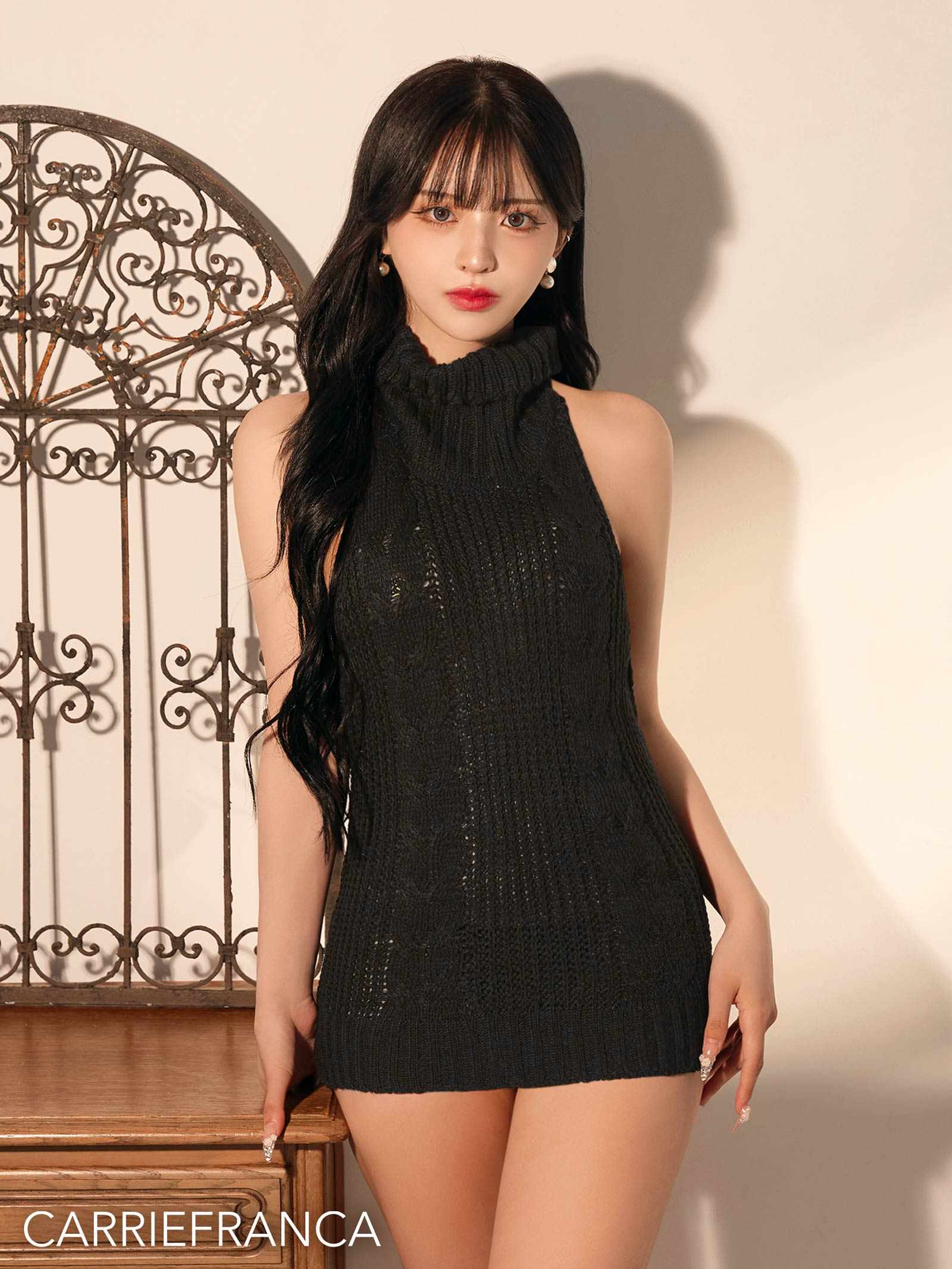 11/7新作![CARRIEFRANCA]シャルムリボンニットベビードール