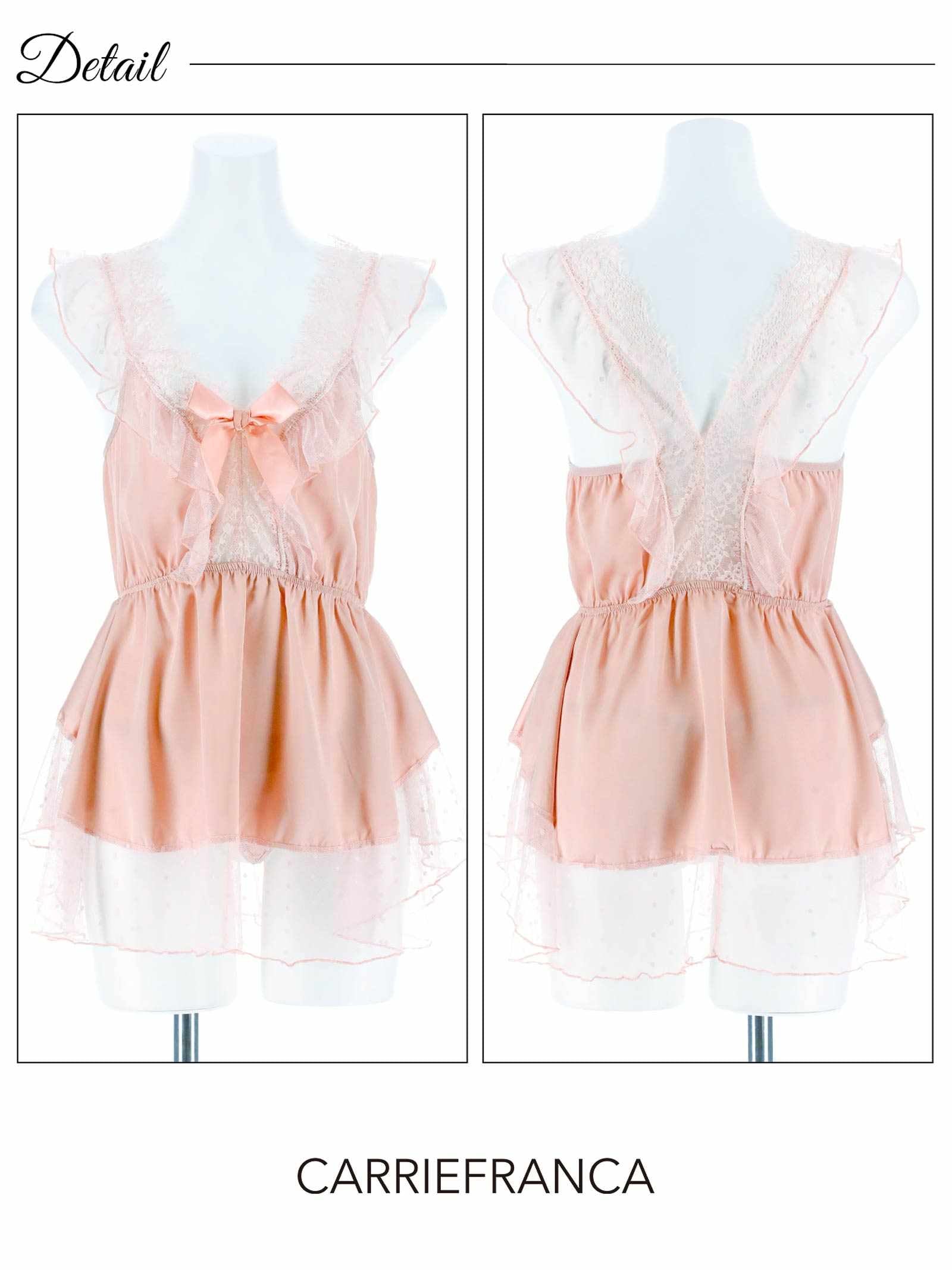 12/5新作![CARRIEFRANCA]チュールドットミニョンベビードール