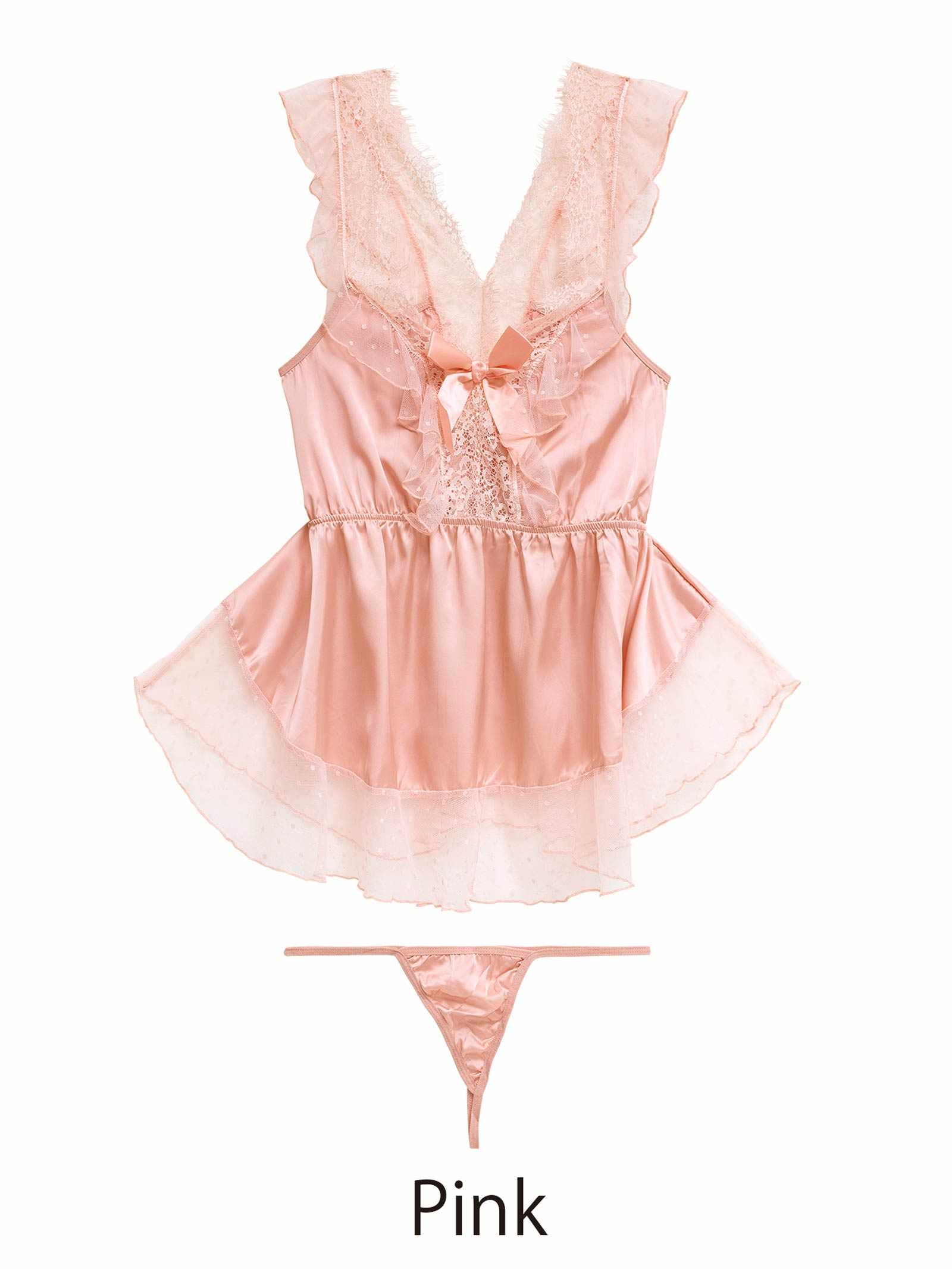 12/5新作![CARRIEFRANCA]チュールドットミニョンベビードール