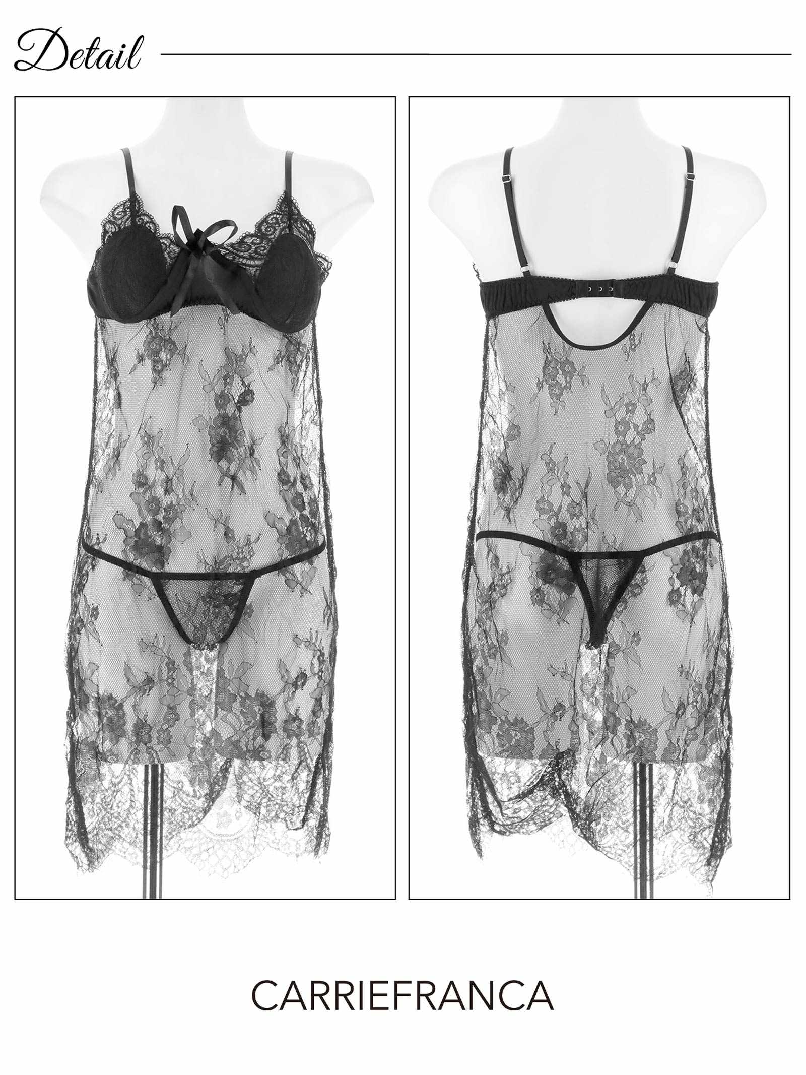 12/17新作![CARRIEFRANCA]シアーレースヌーディーベビードール