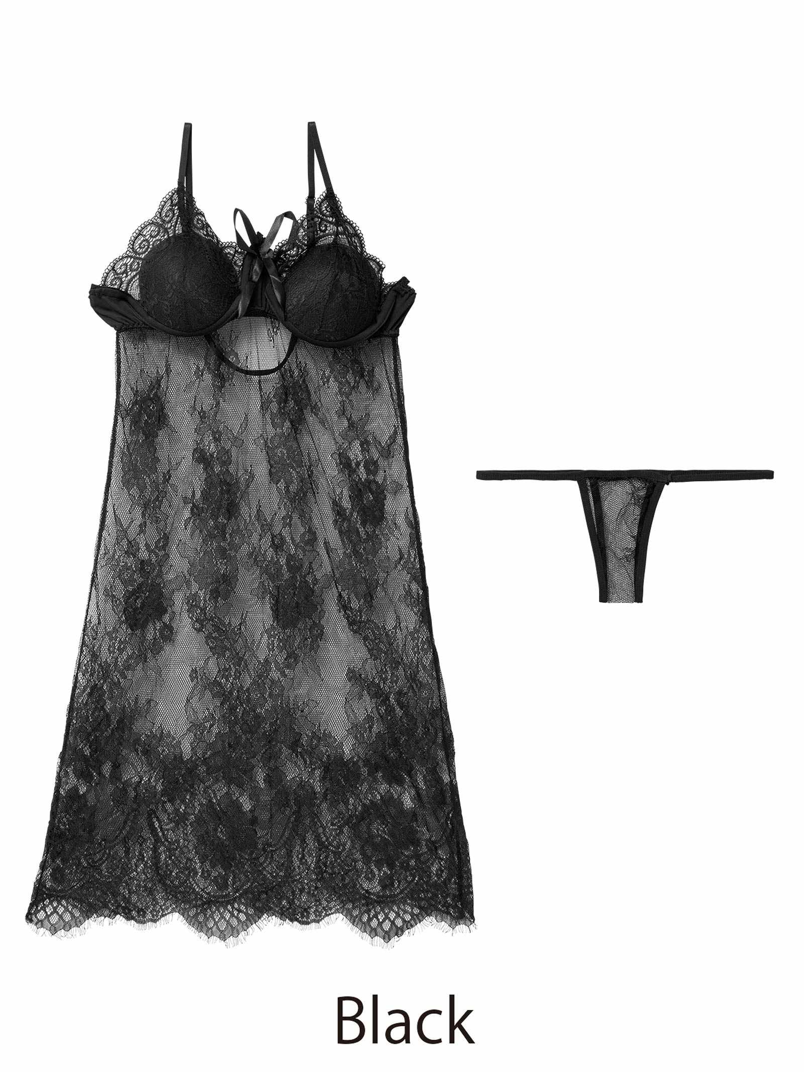 12/17新作![CARRIEFRANCA]シアーレースヌーディーベビードール