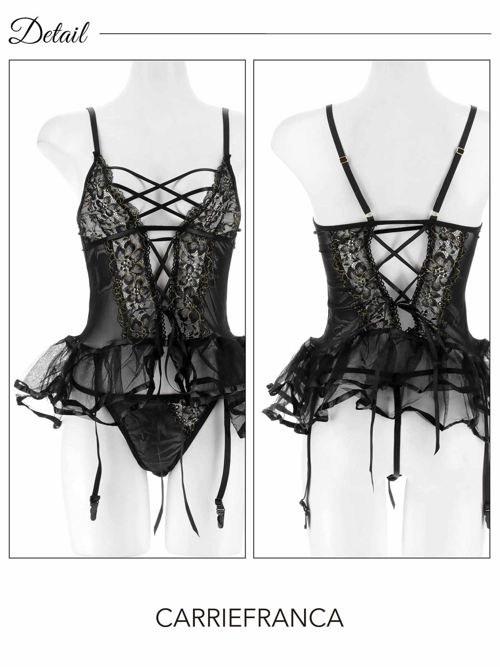 12/22新作![CARRIEFRANCA]フルールレースアップベビードール