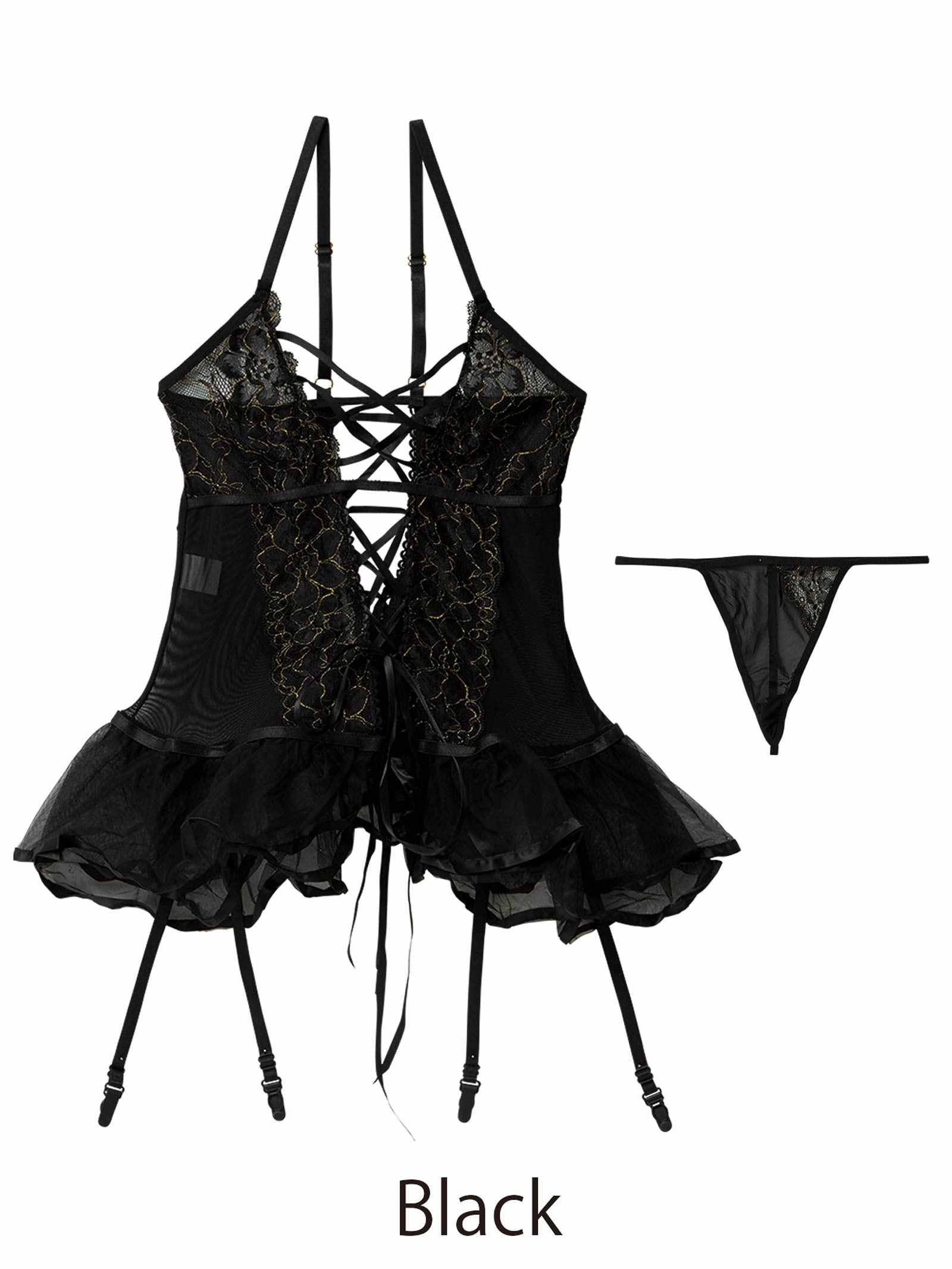 12/22新作![CARRIEFRANCA]フルールレースアップベビードール