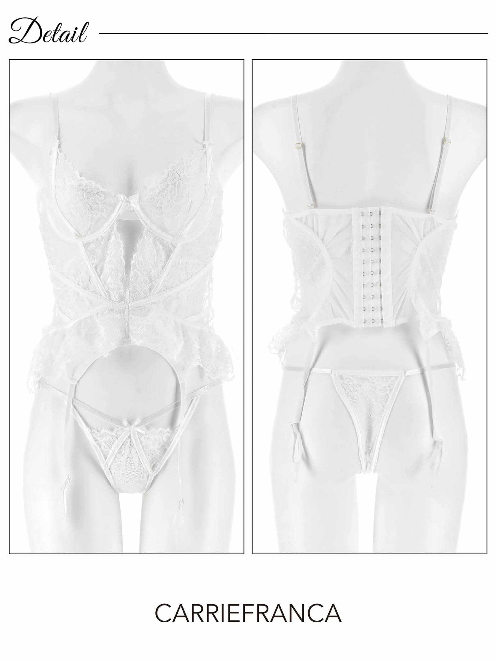 3/9新作![CARRIEFRANCA]ドレッシーレースビスチェブラセット