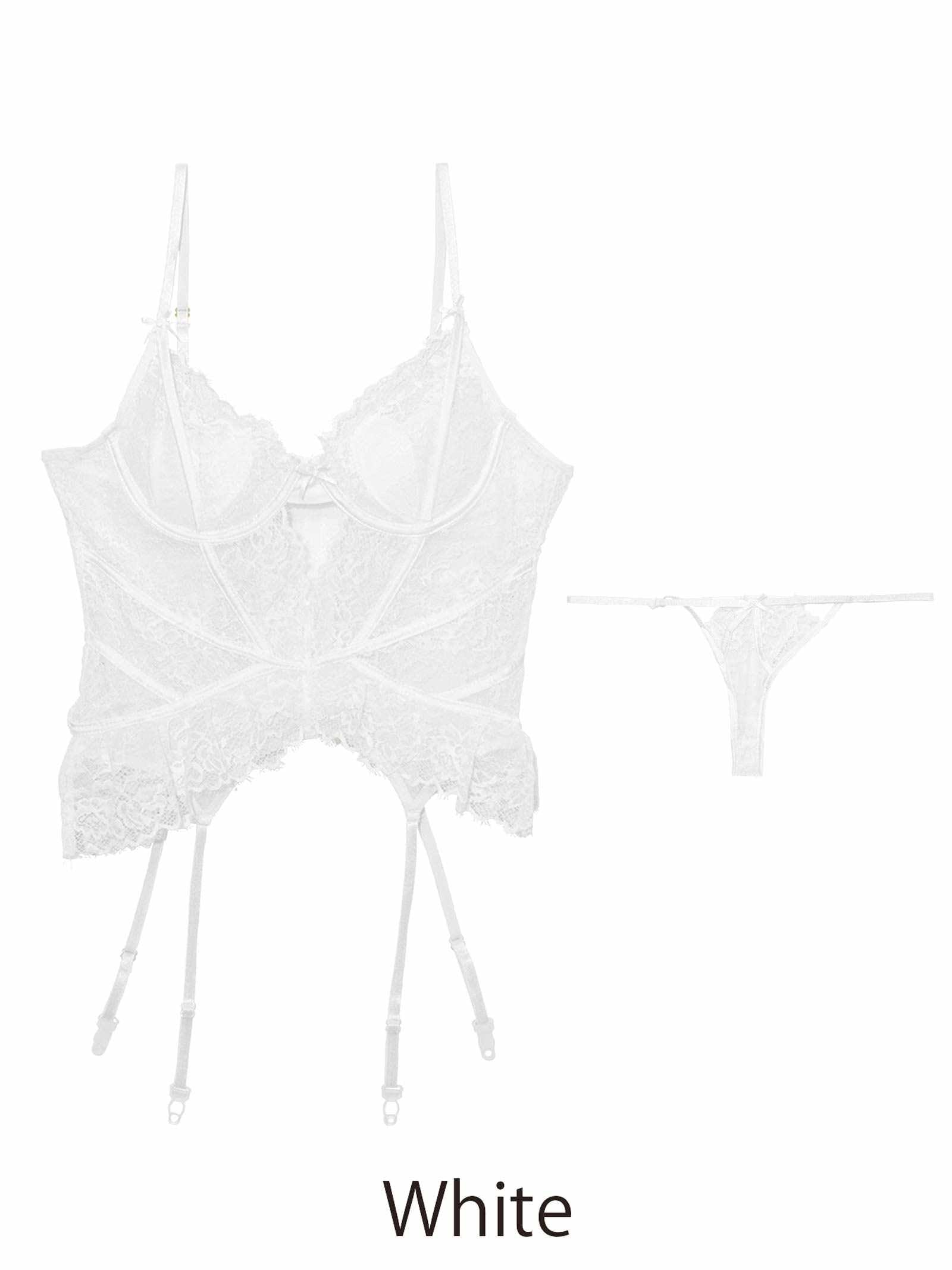 3/9新作![CARRIEFRANCA]ドレッシーレースビスチェブラセット