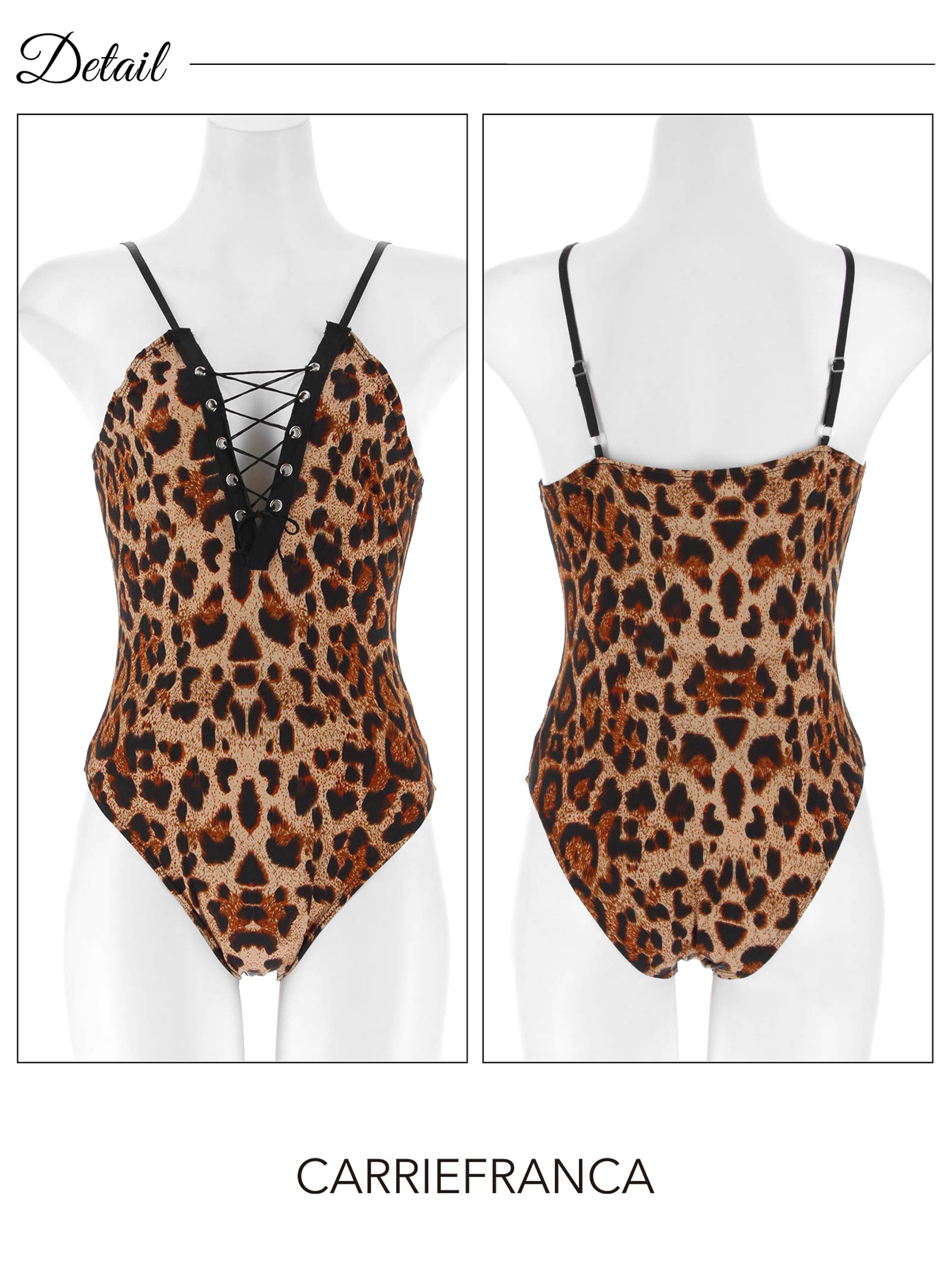 3/6新作![CARRIEFRANCA]レースアップレオパードベビードール