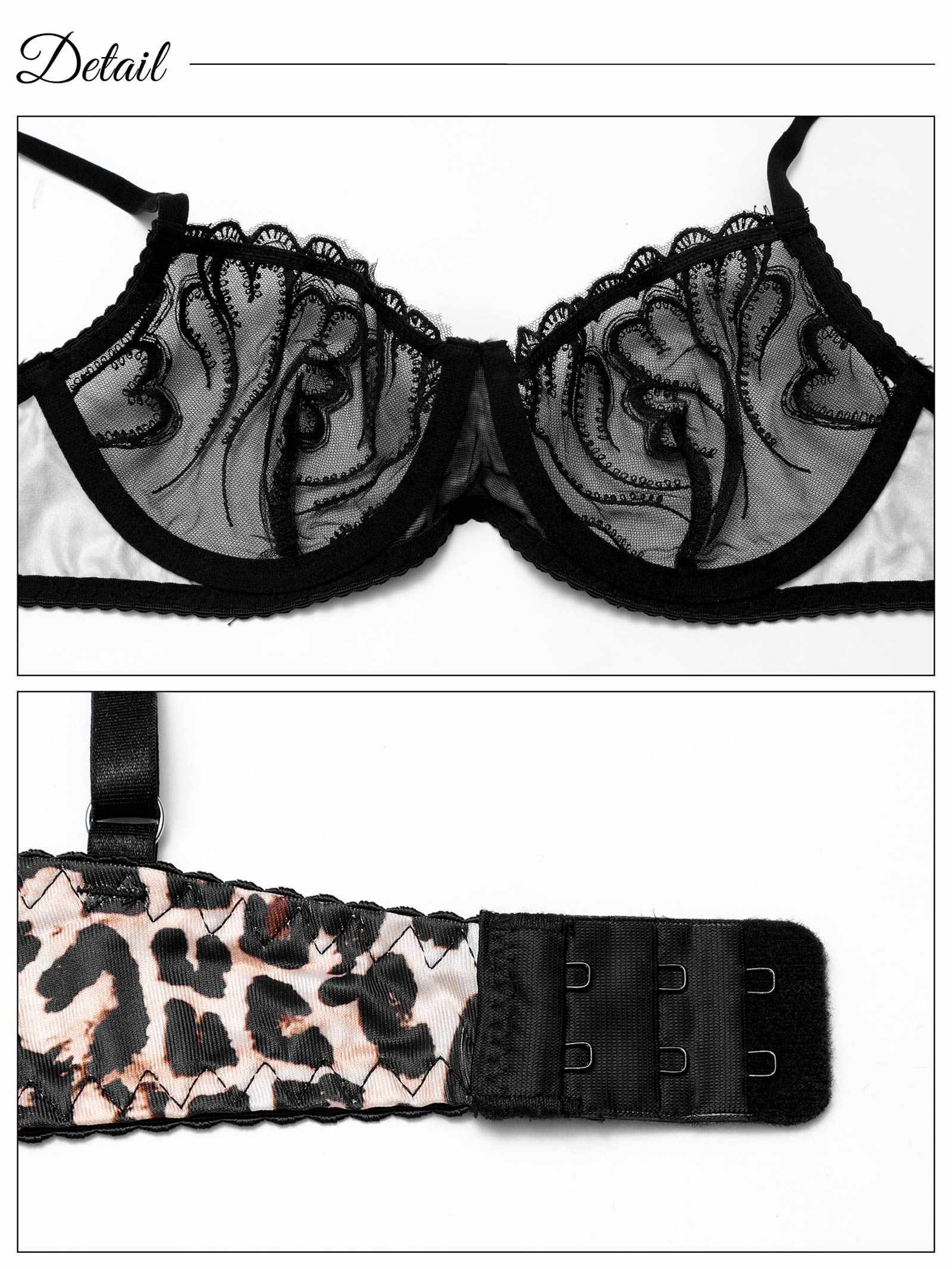 1/23新作![CARRIEFRANCA]ブラックレースレオパードブラセット