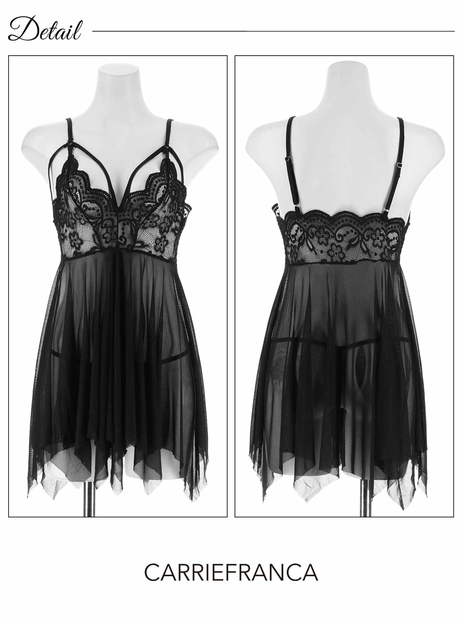 1/26新作![CARRIEFRANCA]ヌーディレースコードベビードール