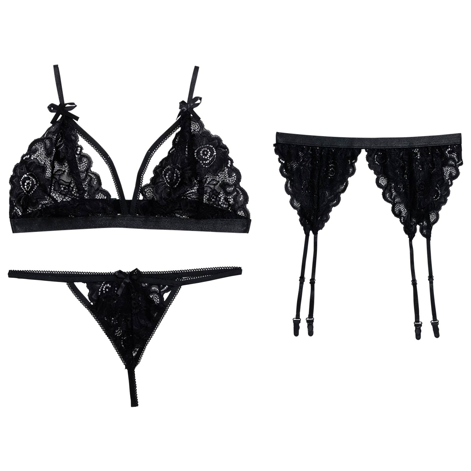 3/13新作![CARRIEFRANCA]ノワールレーシィガーターブラセット