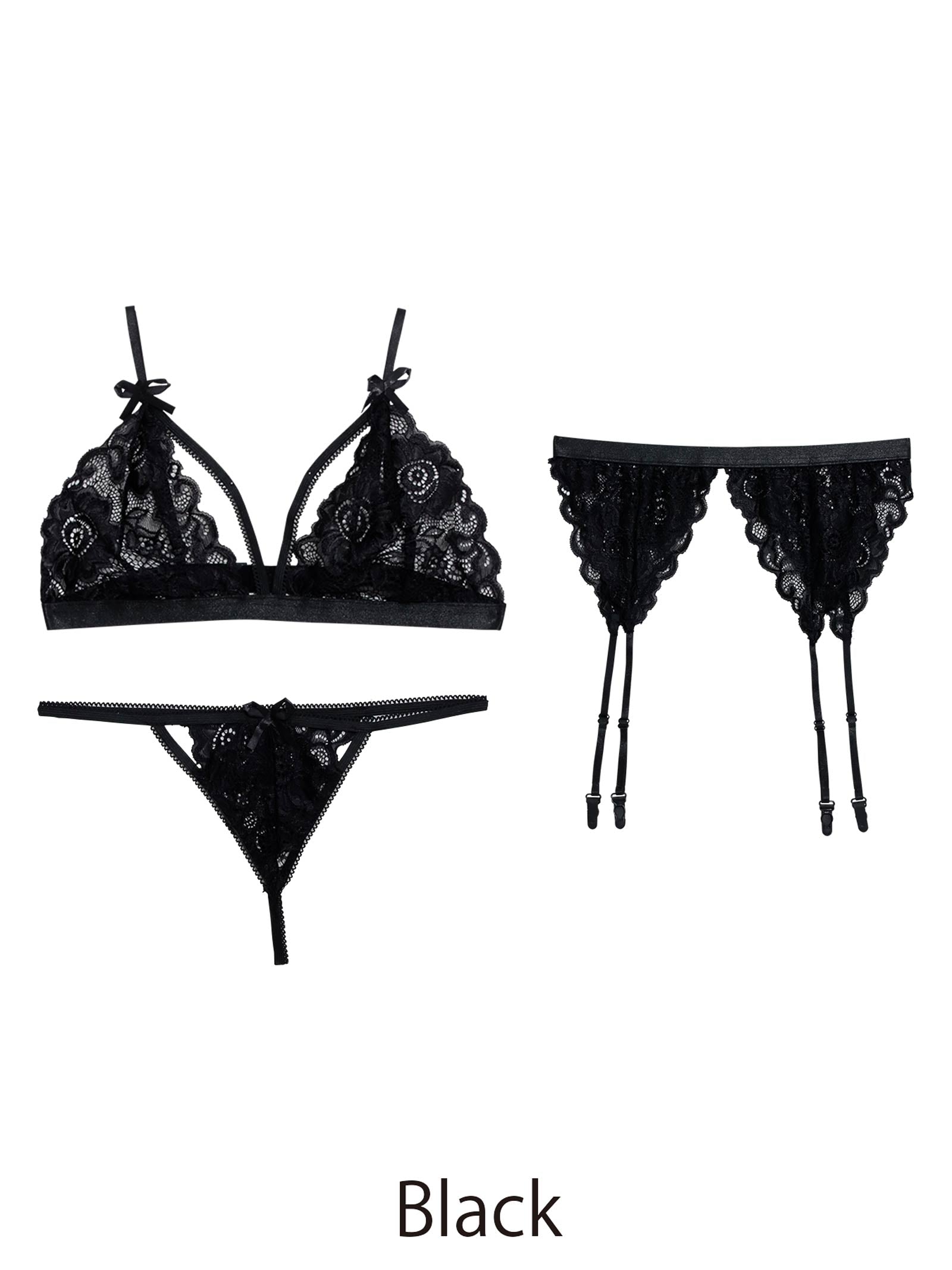 3/13新作![CARRIEFRANCA]ノワールレーシィガーターブラセット