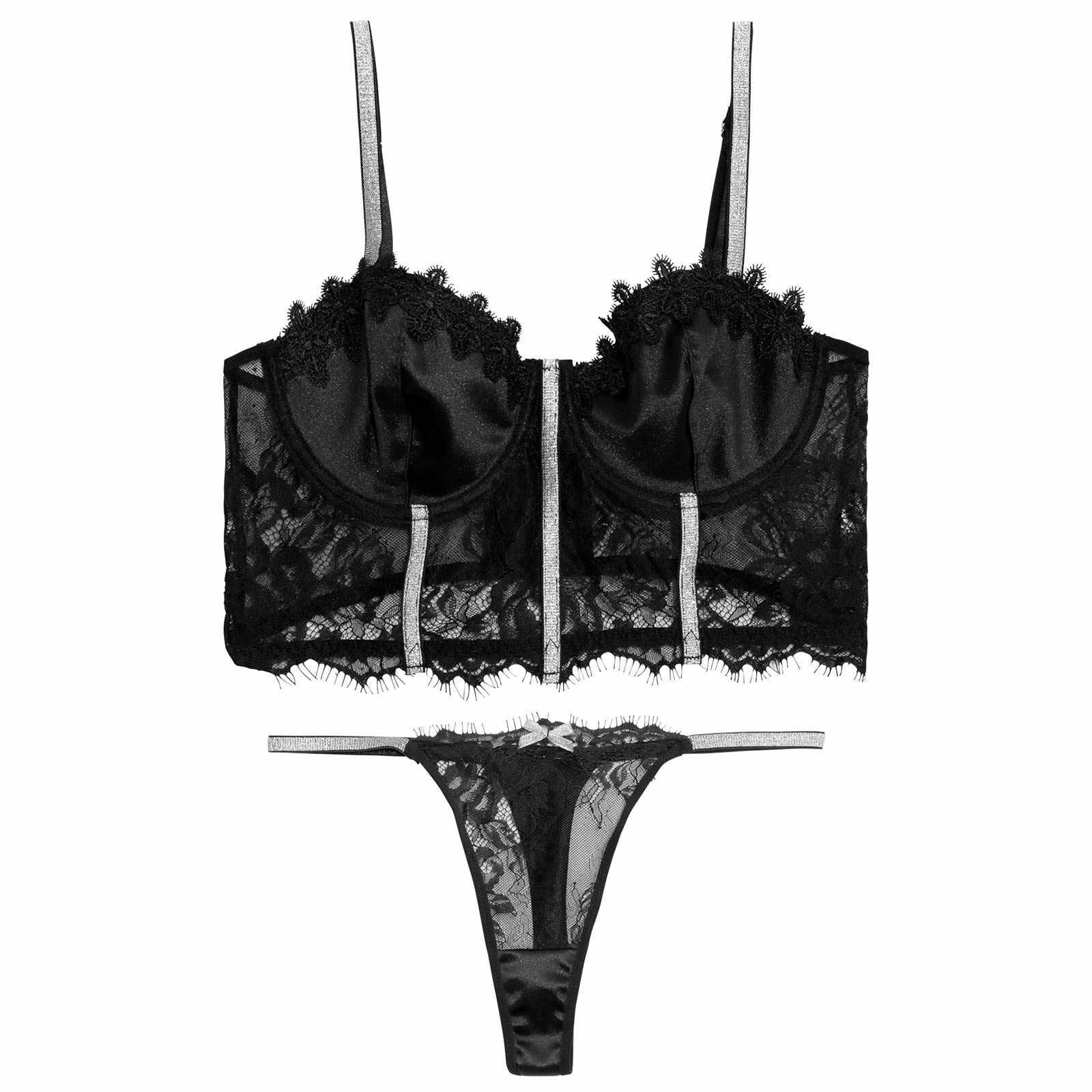 2/11新作![CARRIEFRANCA]シャドウレースビスチェブラセット