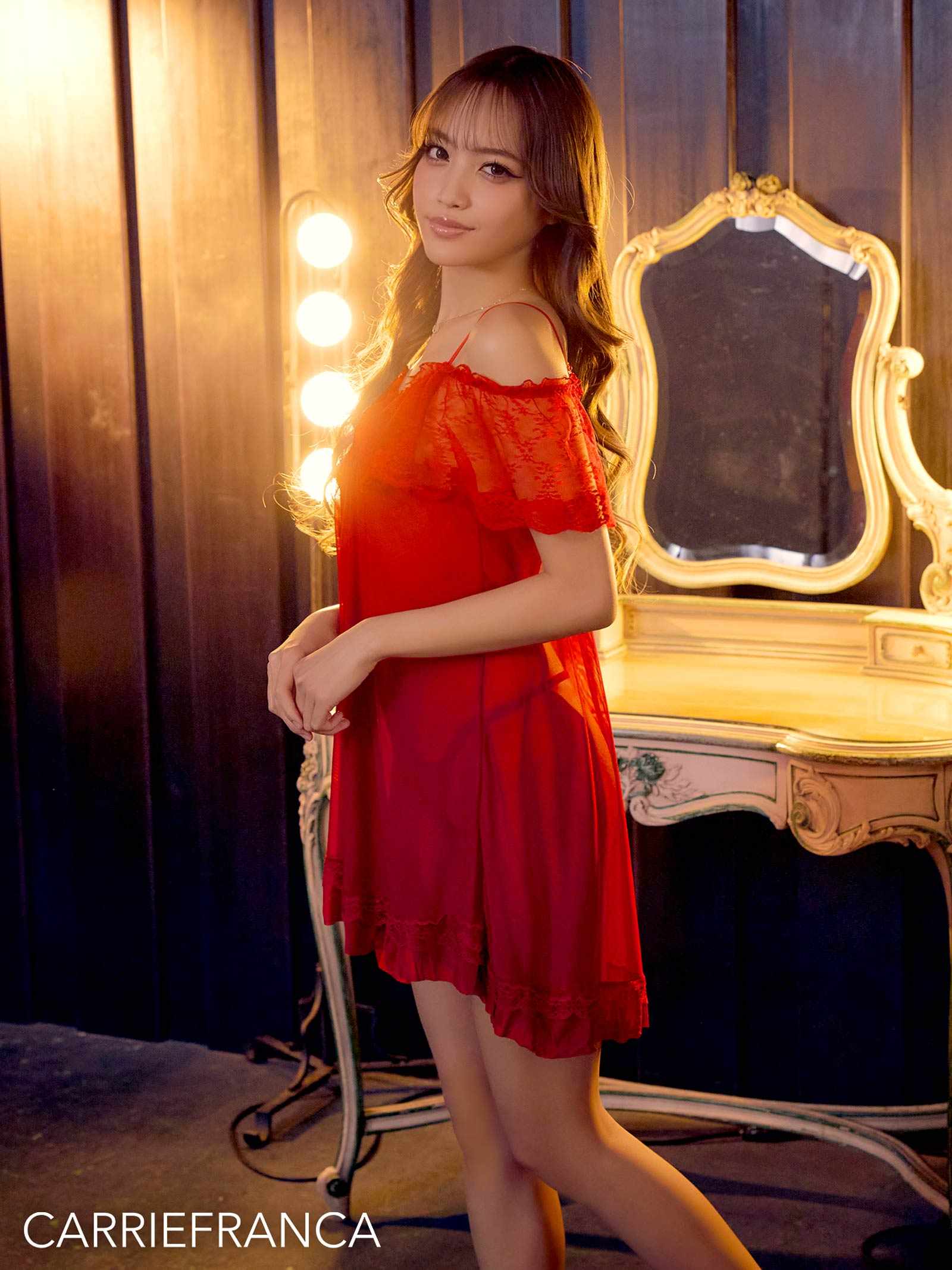 4/1新作![CARRIEFRANCA]ルージュシアーレーシィベビードール