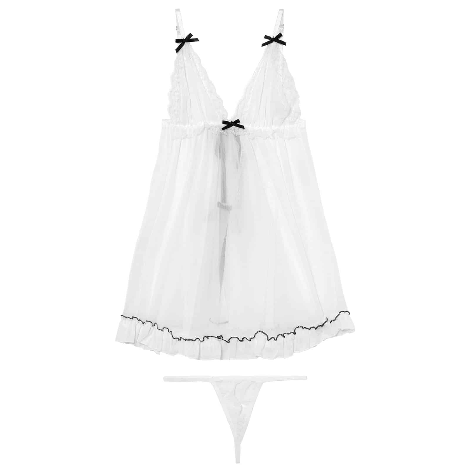 10/15再販![CARRIEFRANCA]ミルキーリボンシアーベビードール