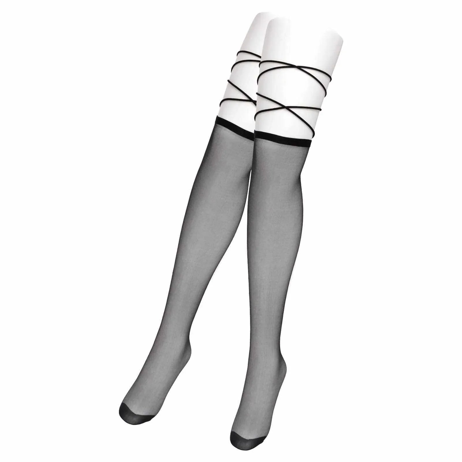 レースアップコードニーハイソックス